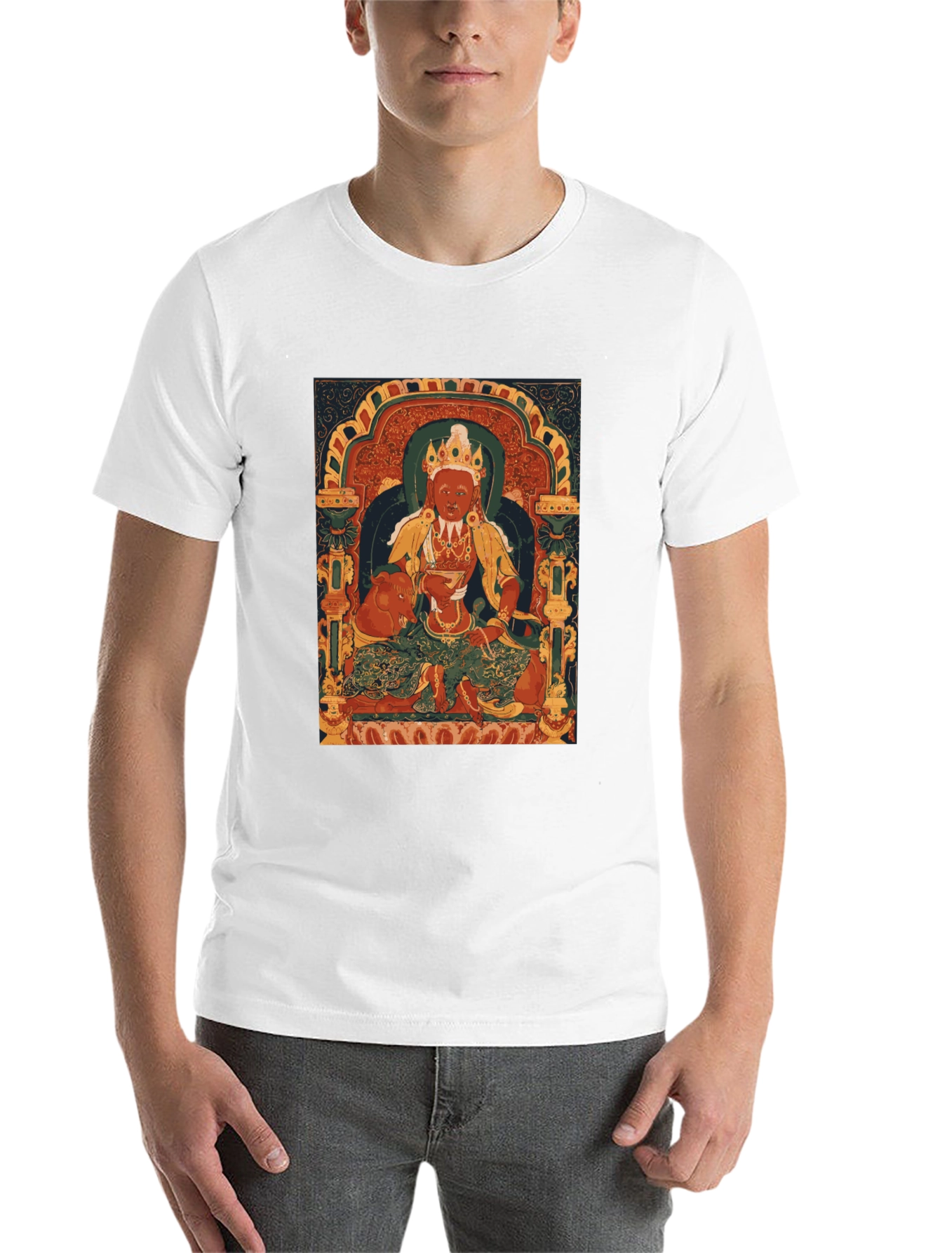 Black Vintage Thangka Art T-Shirt view 14
