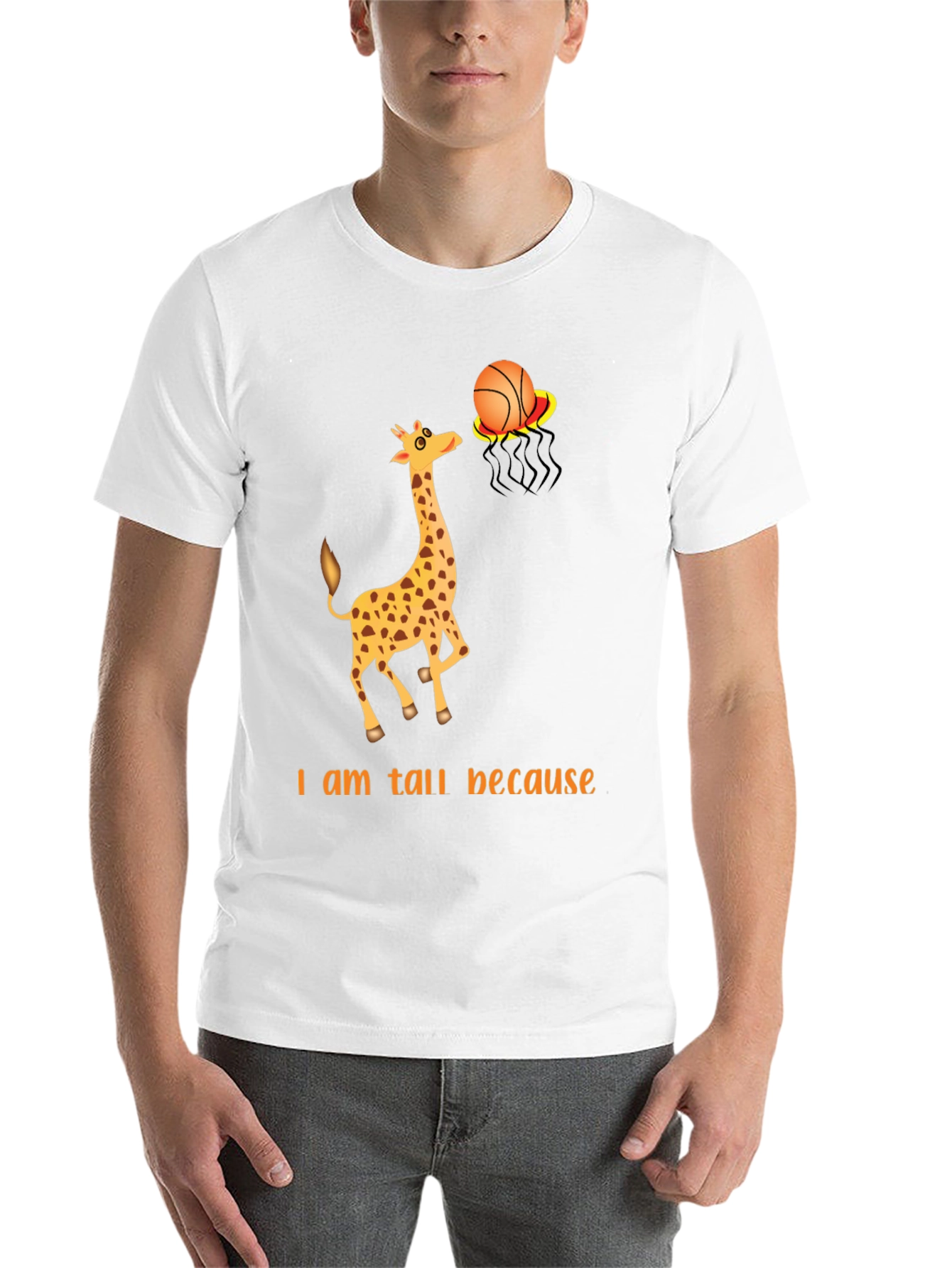 Black Tall Giraffe Basketball T-Shirt view 14