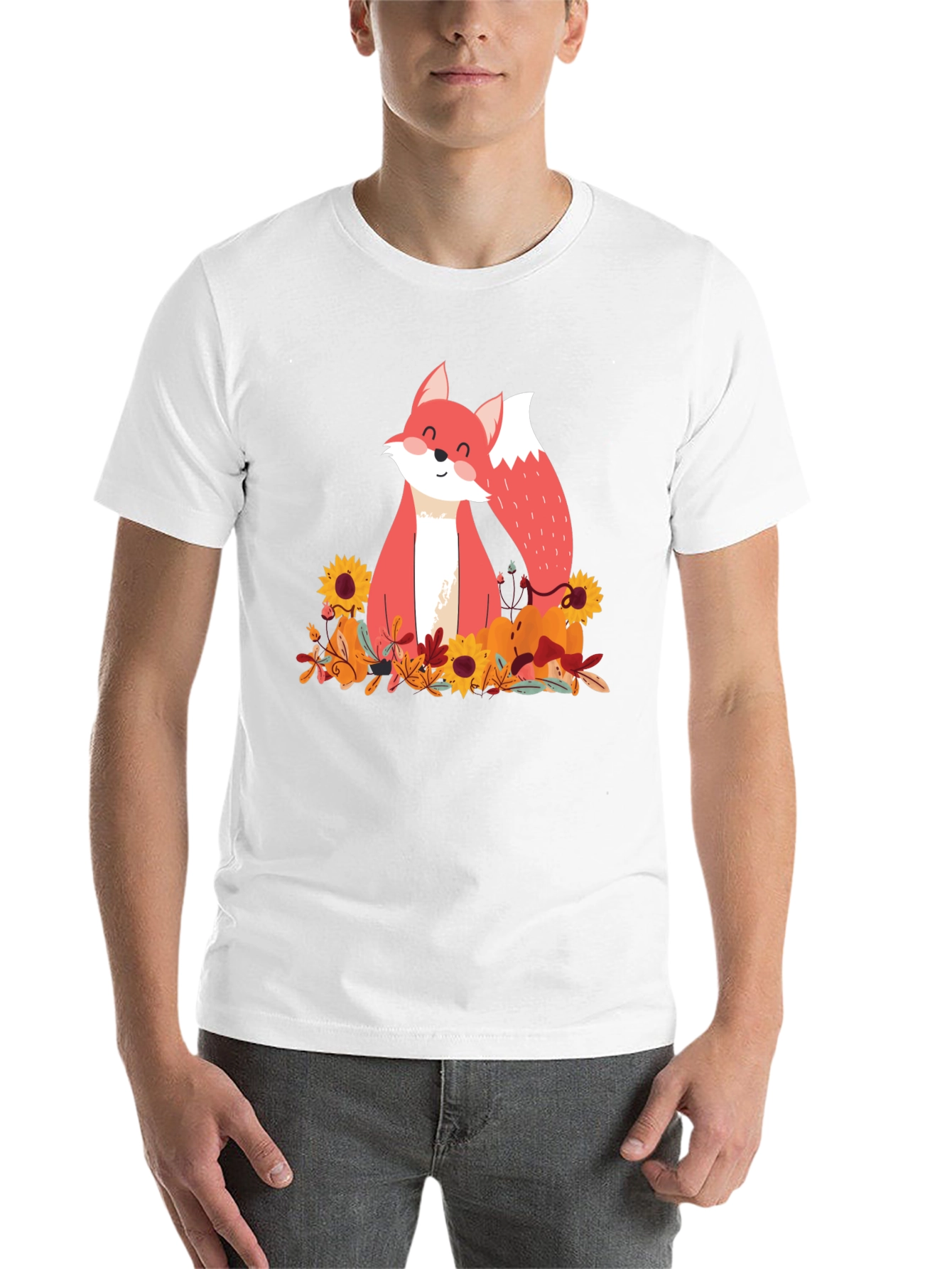 Black Autumn Fox Graphic Tee - Unisex Black T-Shirt view 14