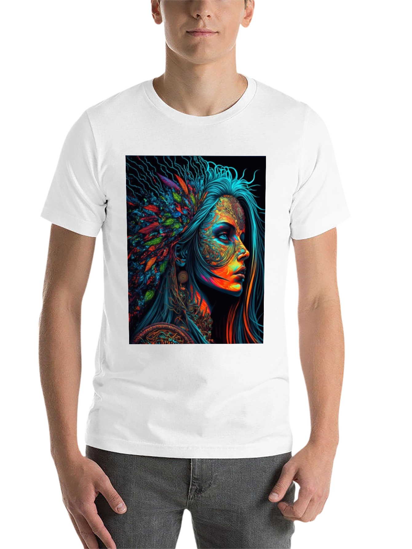 Black Vibrant Psychedelic Woman Graphic T-Shirt view 14