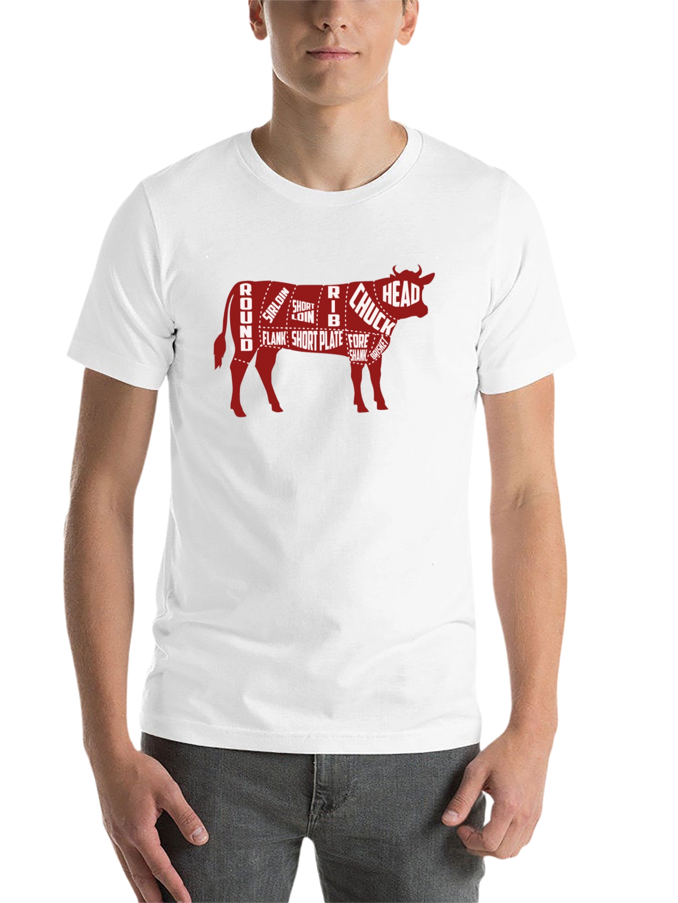 Black Beef Cuts Butcher Chart Graphic T-Shirt view 14