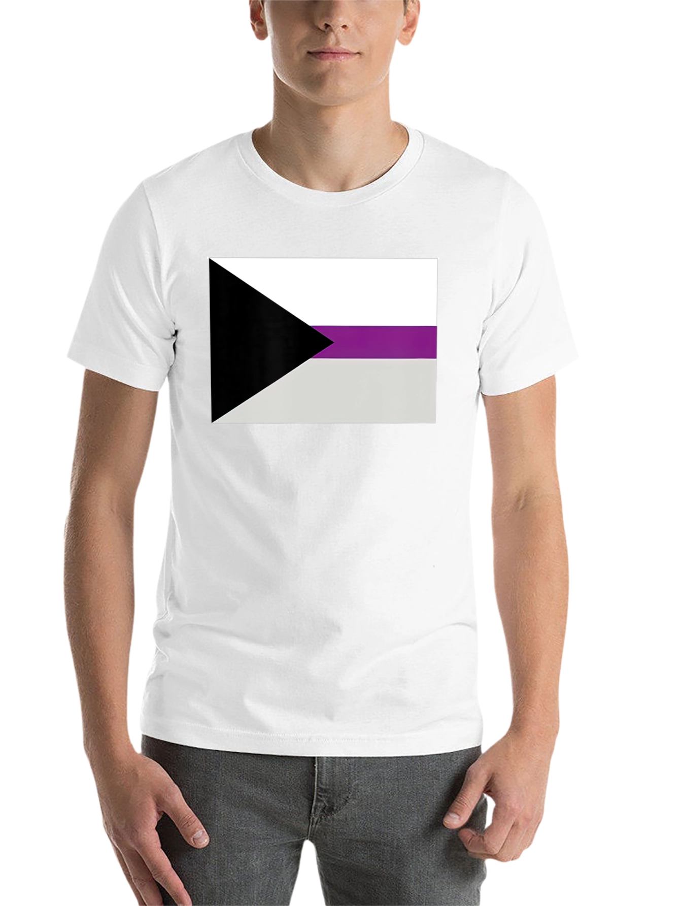 Black Demisexual Pride Flag Graphic T-Shirt - Black Cotton Blend Tee view 14