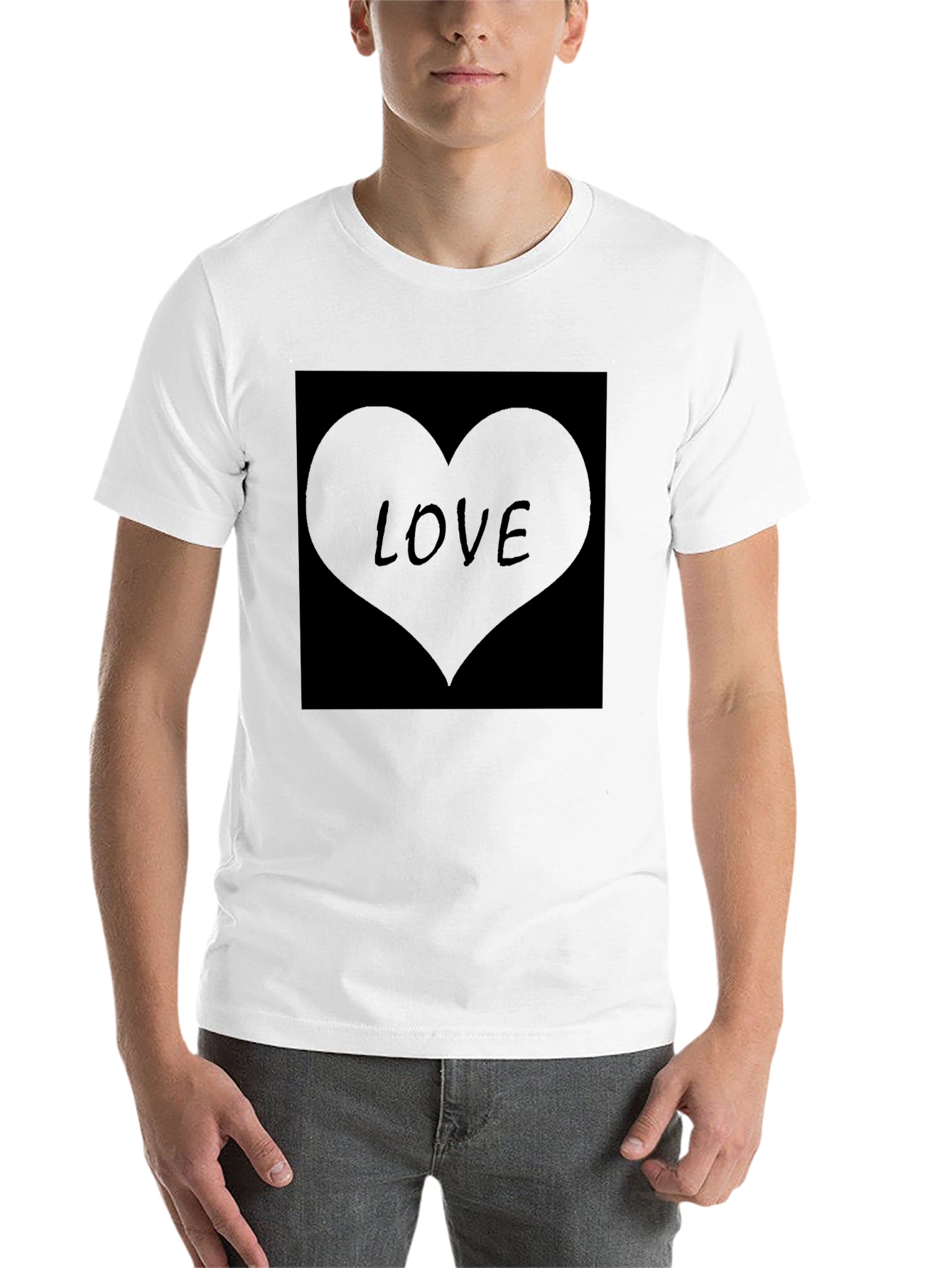 Black Men's Black Love Heart Graphic T-Shirt view 14