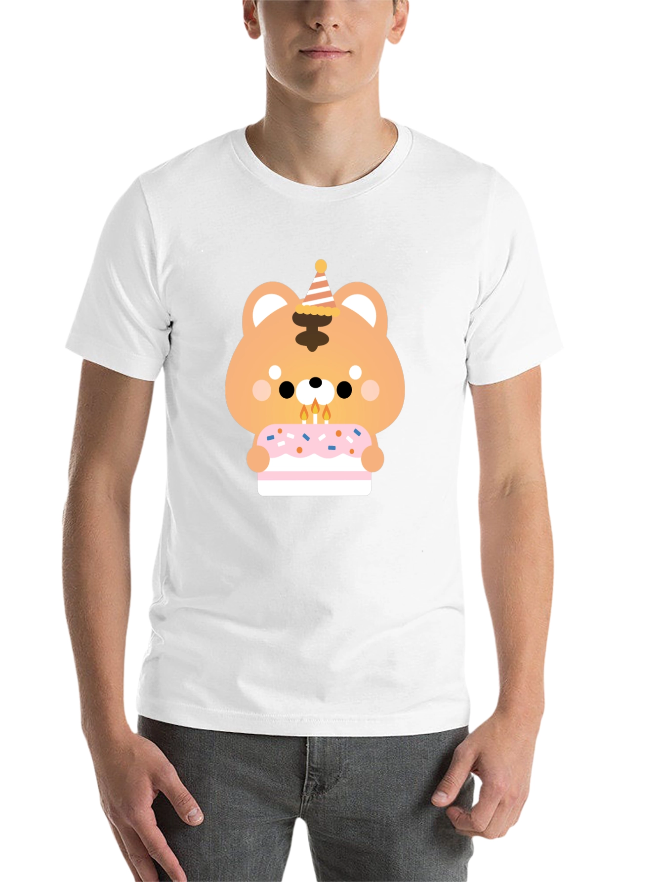 Black Cute Bear Birthday Cake T-Shirt view 14