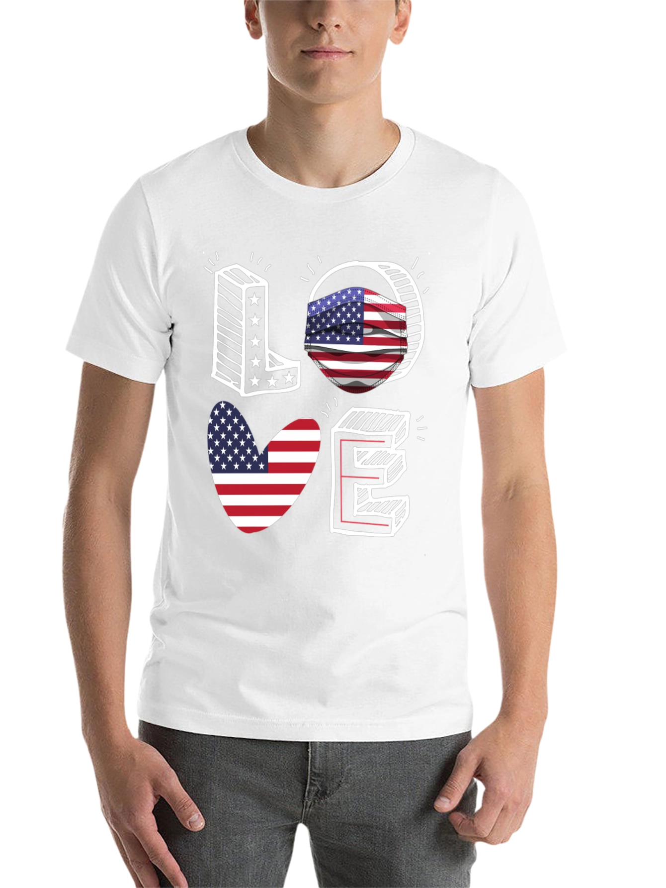 Patriotic LOVE T-Shirt: USA Flag Design - 14
