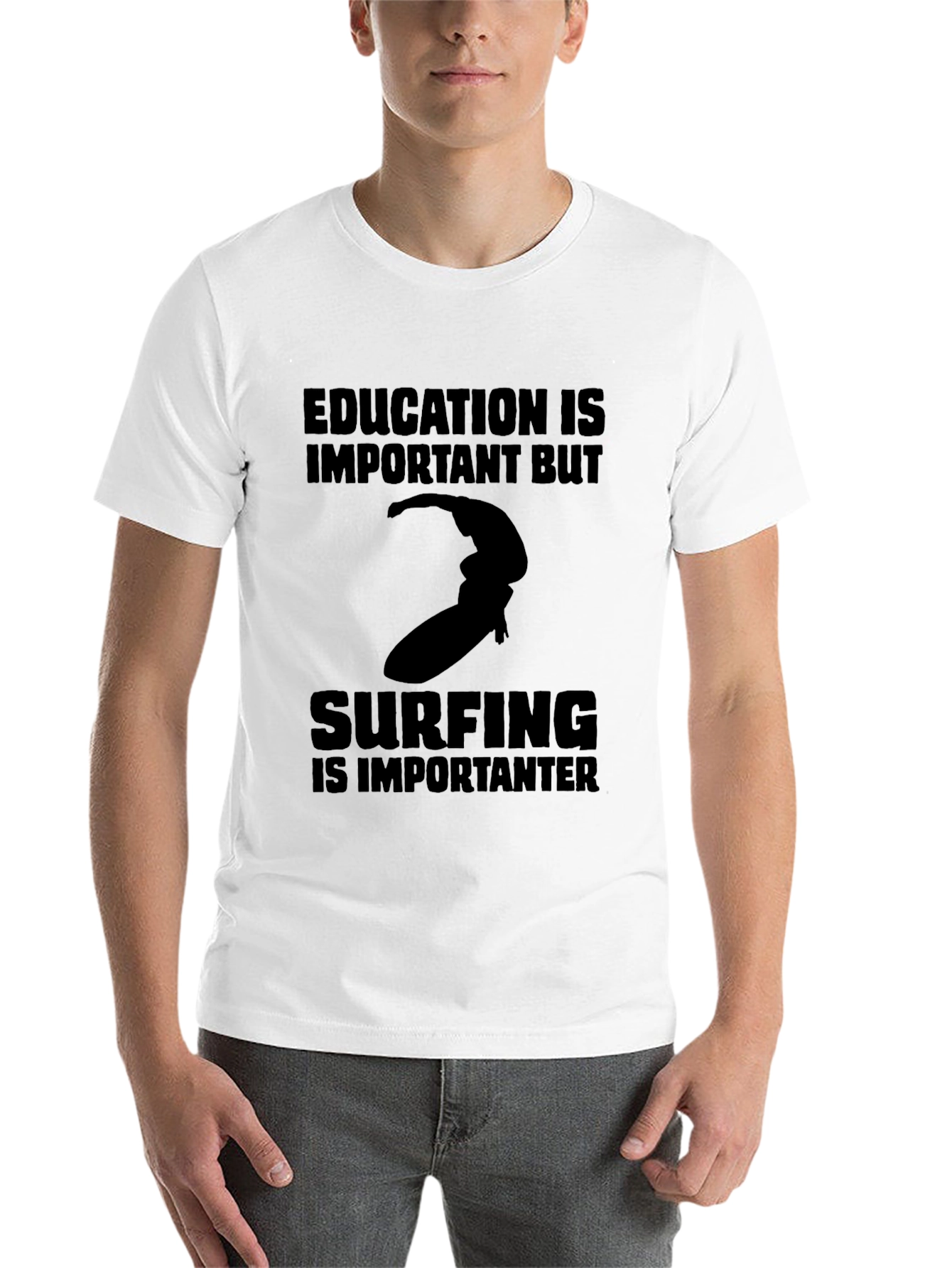 Black Surfing Is Importanter T-Shirt view 14
