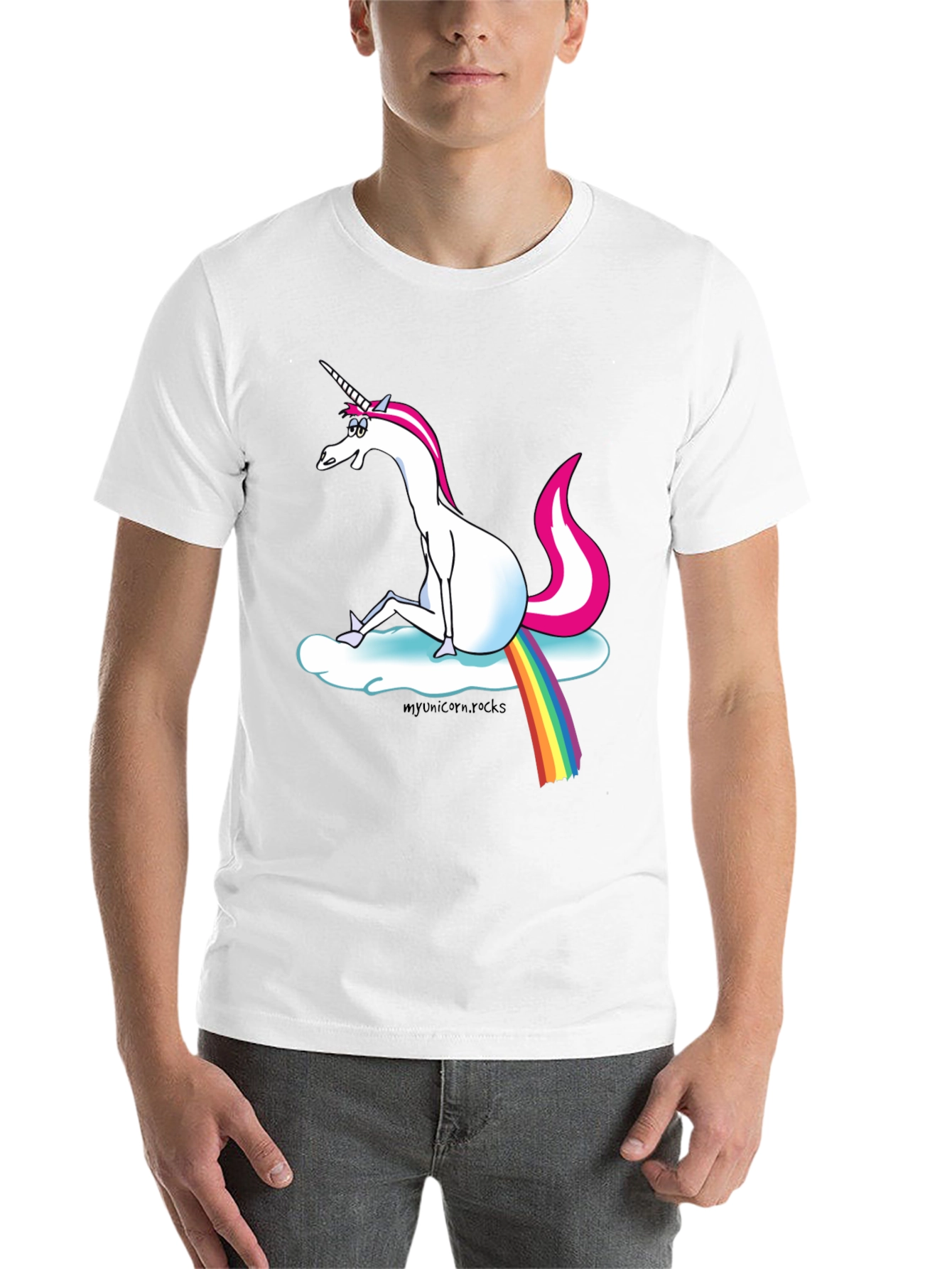 Black Unicorn Rainbow Cloud Graphic T-Shirt view 14