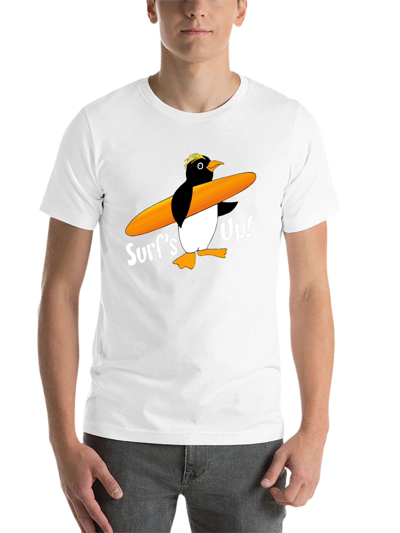 Black Surf's Up Penguin Graphic Tee - Black Cotton T-Shirt view 14