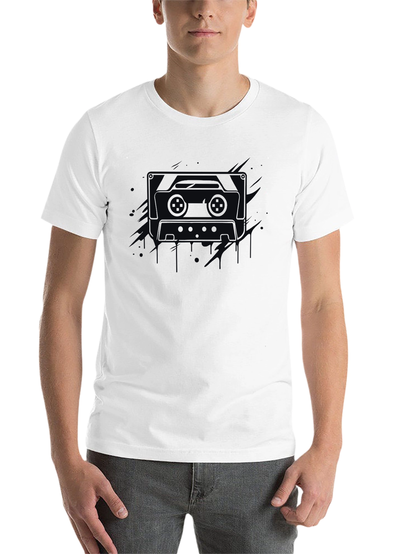 Black Retro Cassette Tape Graphic Tee - Men's Black T-Shirt view 14
