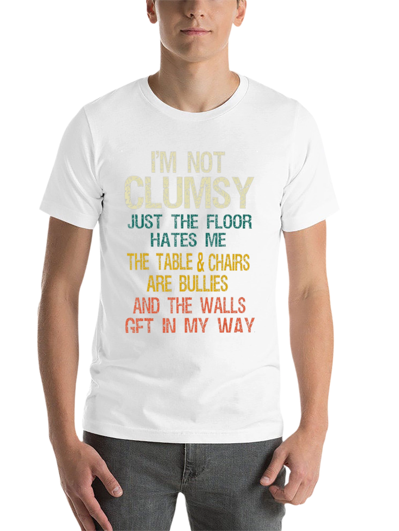 Black Funny "I'm Not Clumsy" Graphic T-Shirt view 14