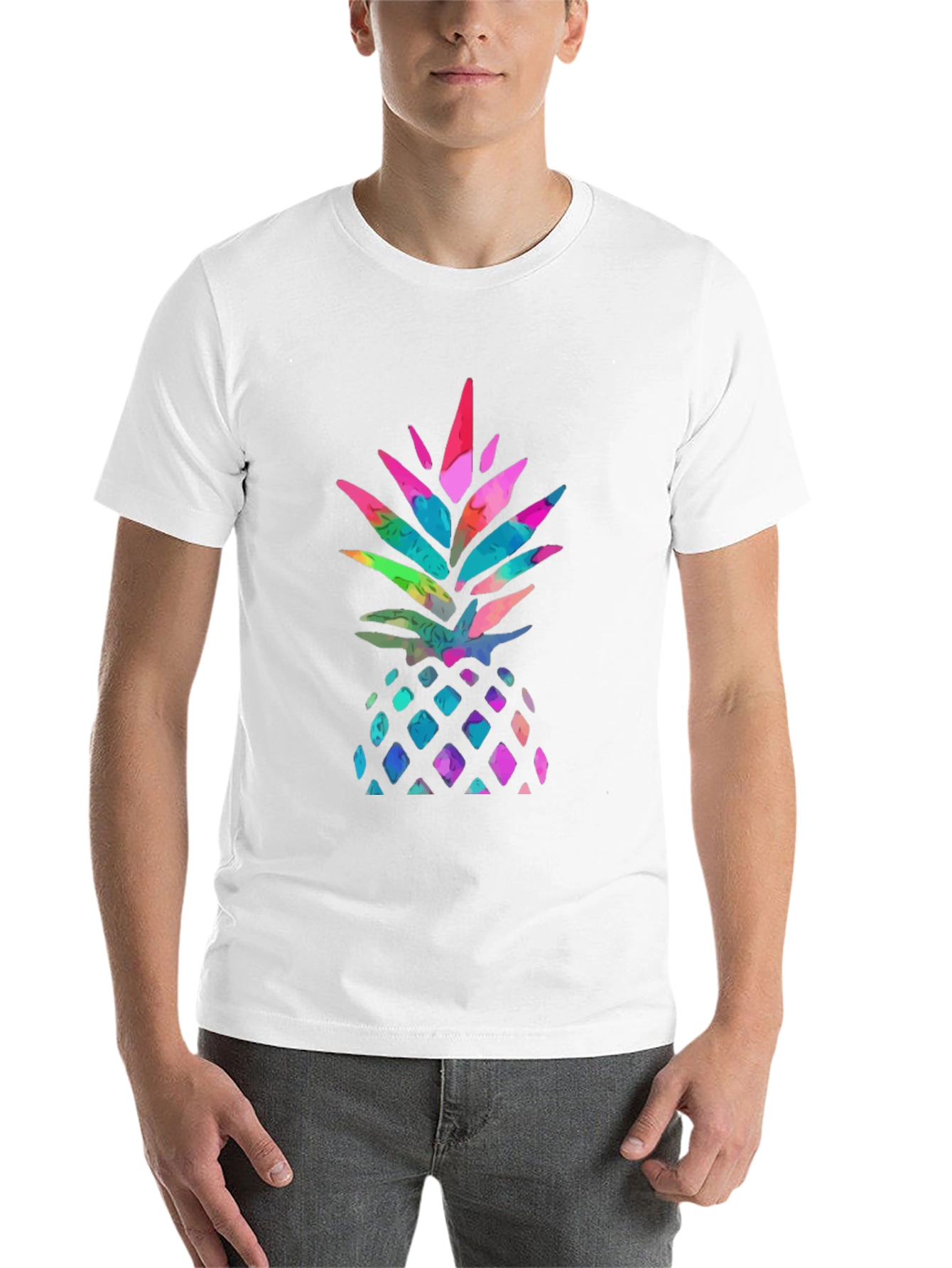 Black Watercolor Pineapple Graphic Black T-Shirt view 14