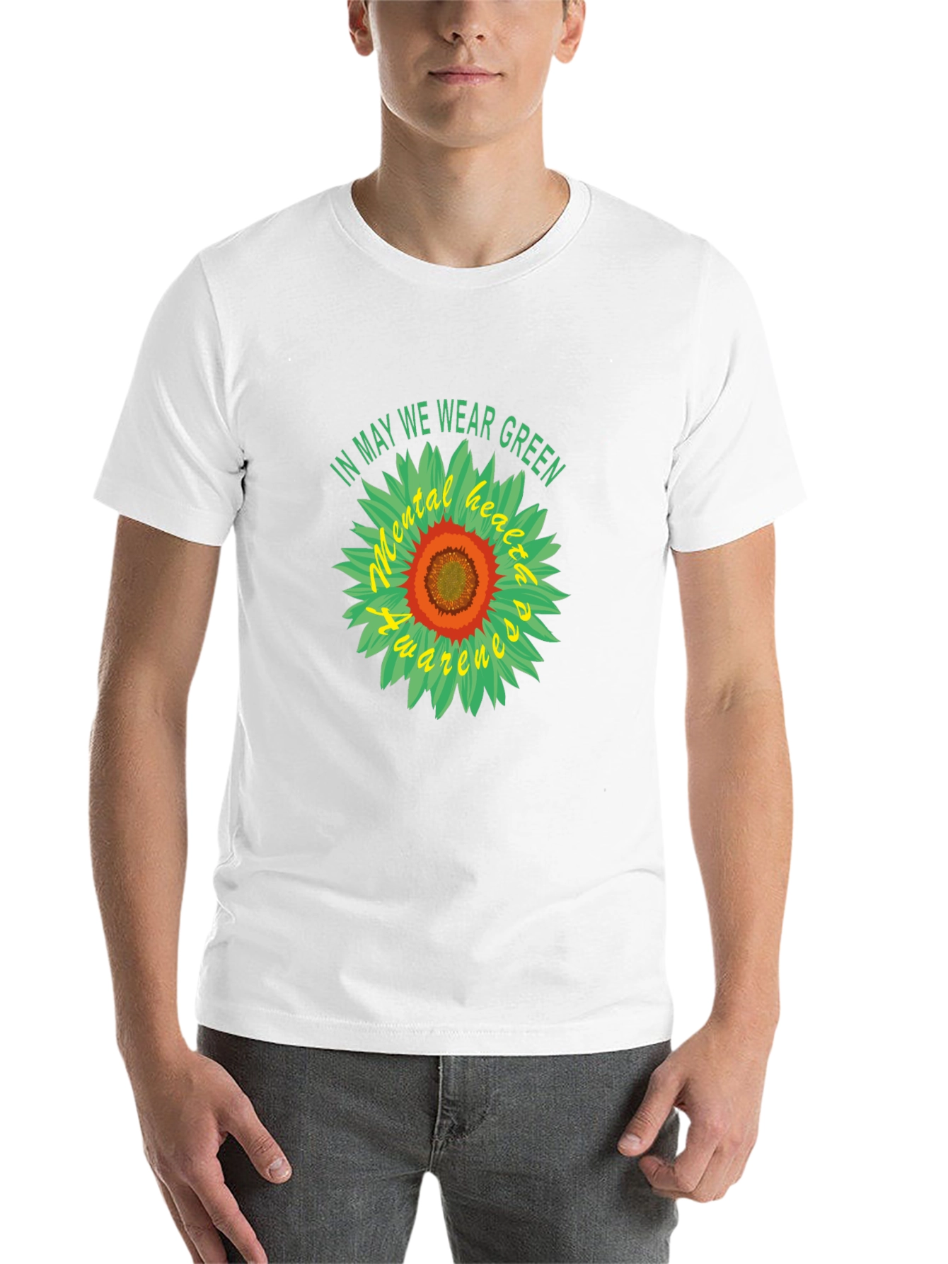 Black Mental Health Awareness Green Sunflower T-Shirt view 14