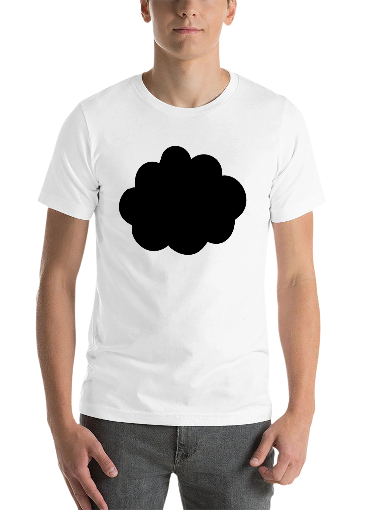 Black Men's Black Graphic Tee - Cloud Design view 14