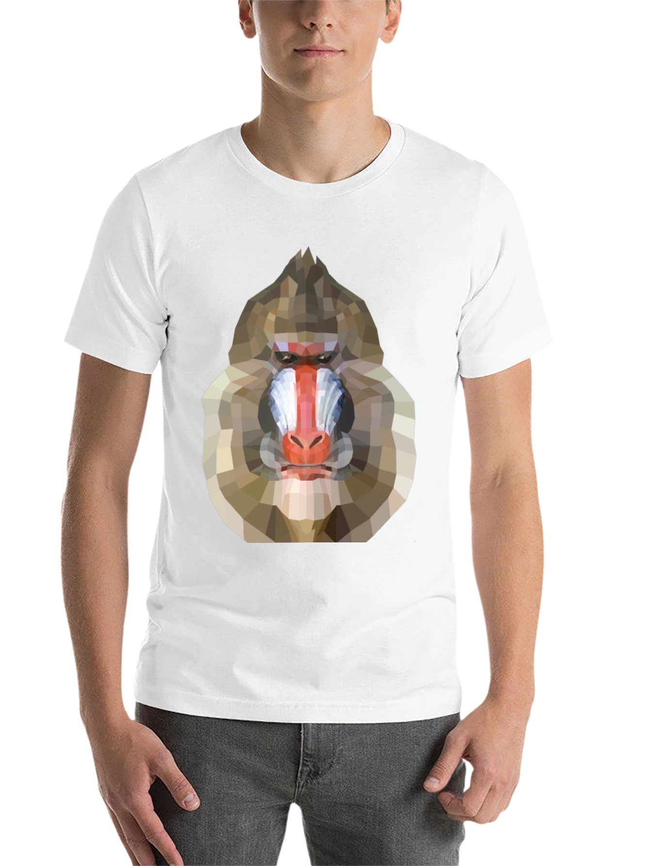 Black Geometric Mandrill Graphic Tee - Unique Art T-Shirt view 14
