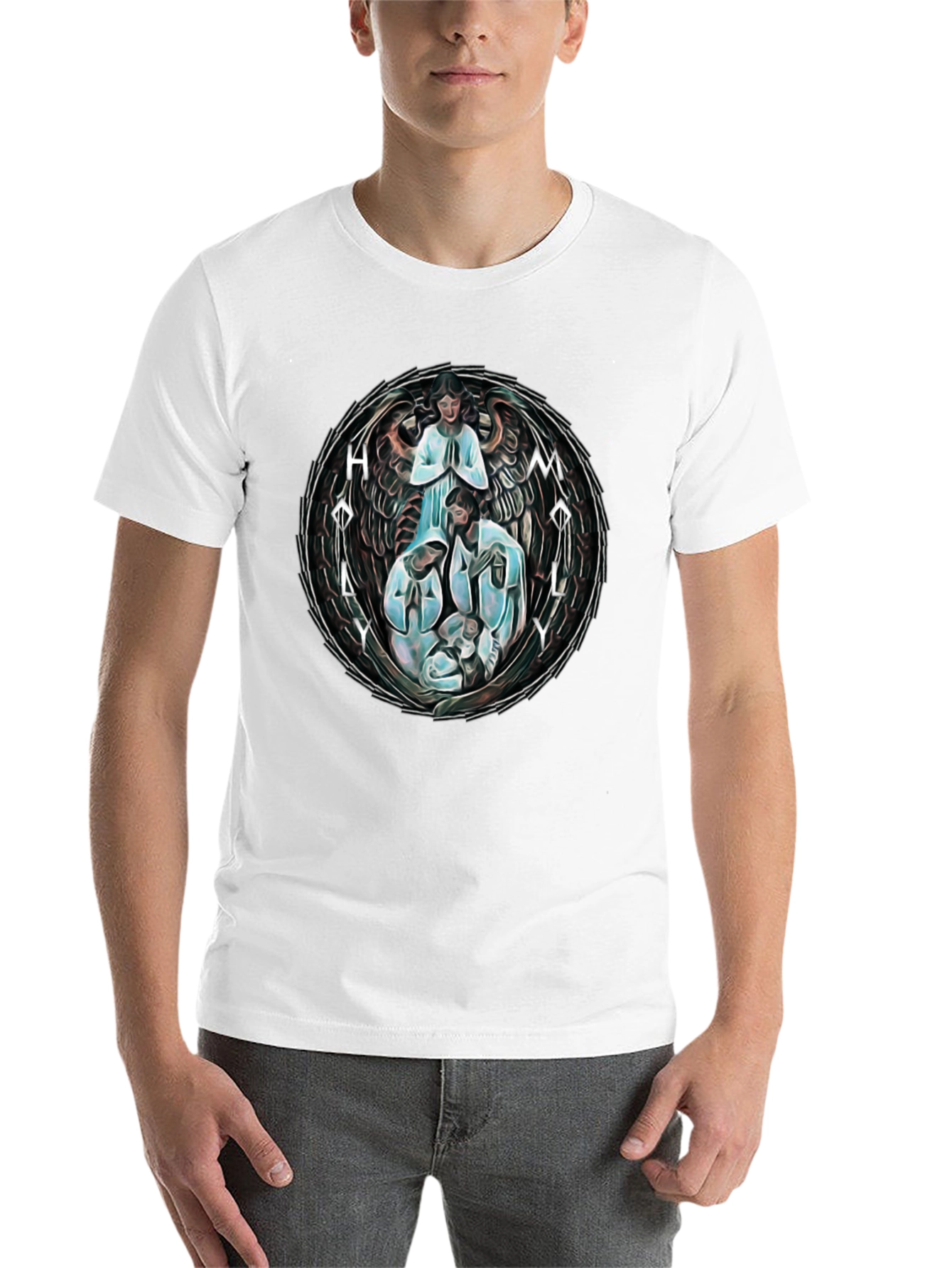 Black Holy Family Graphic T-Shirt - Unisex Black Tee view 14