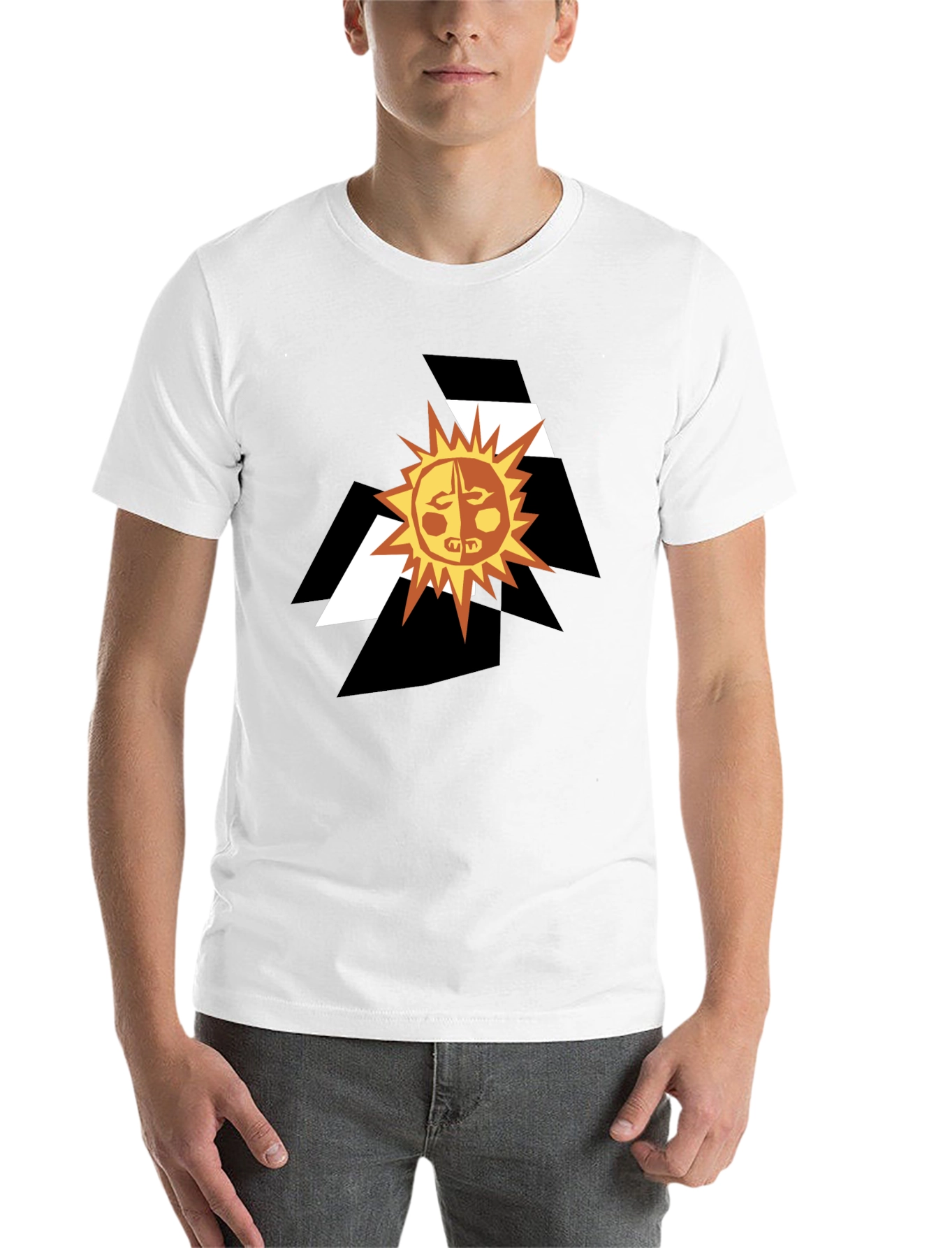 Black Abstract Sun Graphic Black T-Shirt view 14