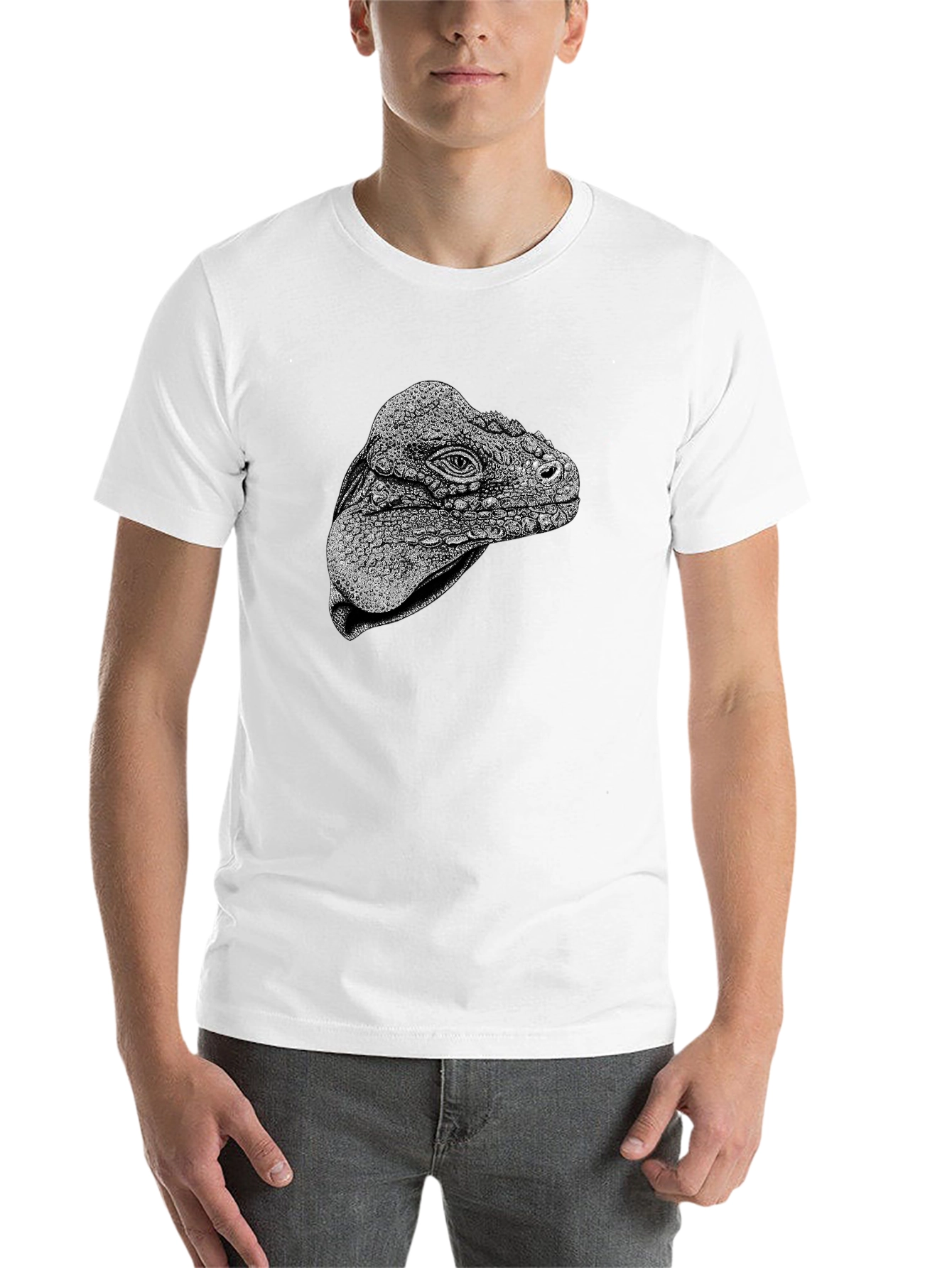 Black Iguana Head Graphic Tee - Unique Animal Print view 14