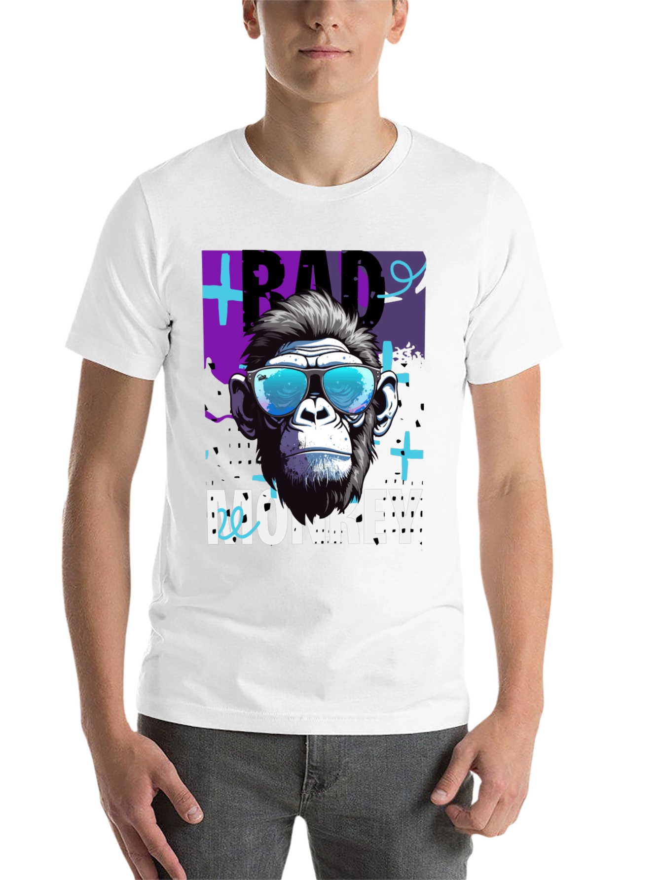 Black Bad Monkey Graphic T-Shirt - Cool Ape Design view 14