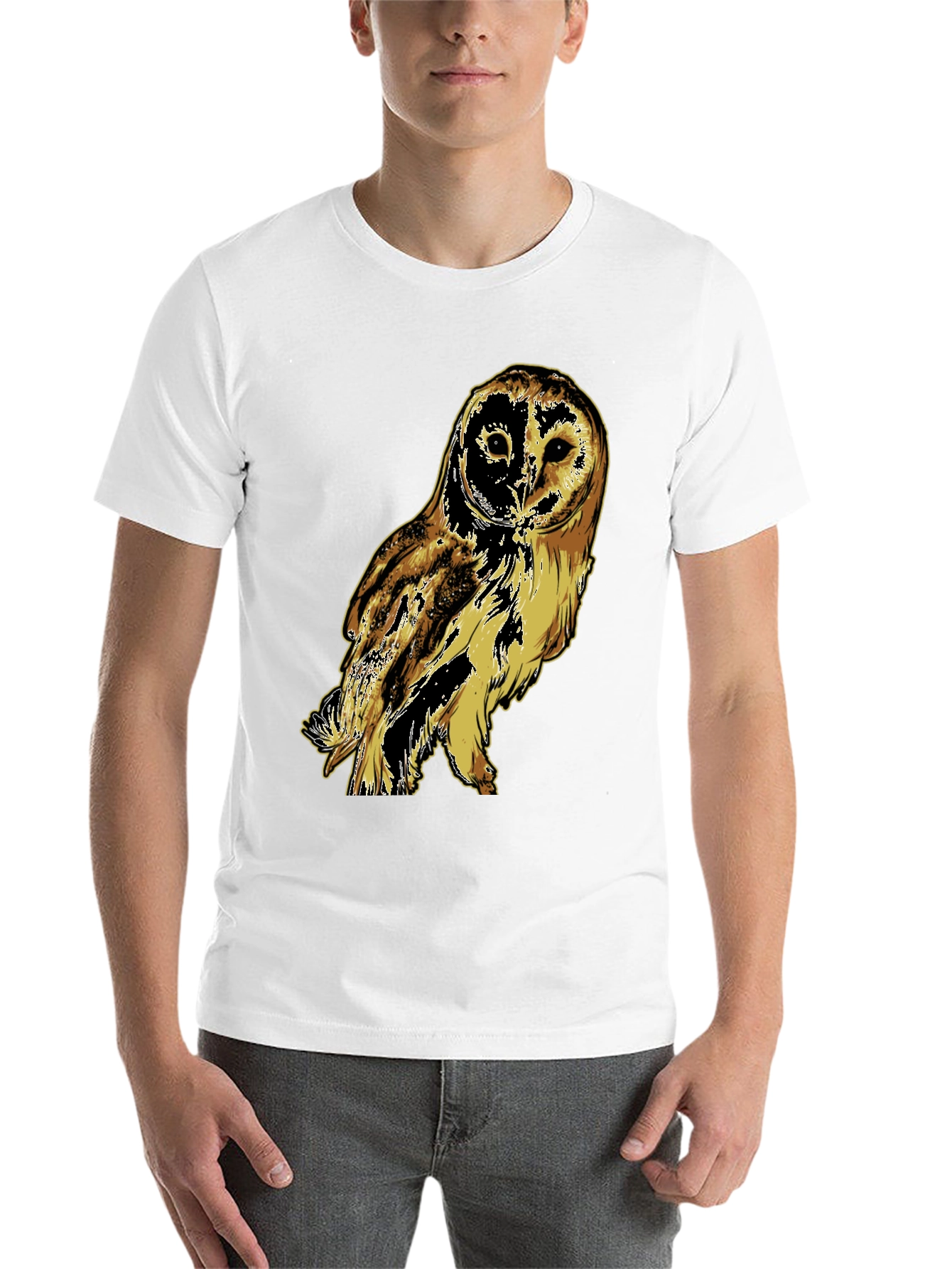 Black Owl Graphic Print Black T-Shirt view 14