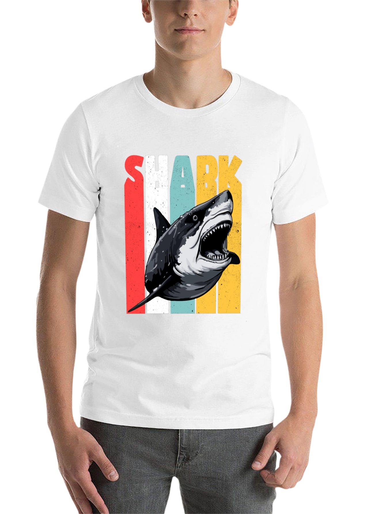 Black Shark Graphic T-Shirt - Retro Style Print view 14