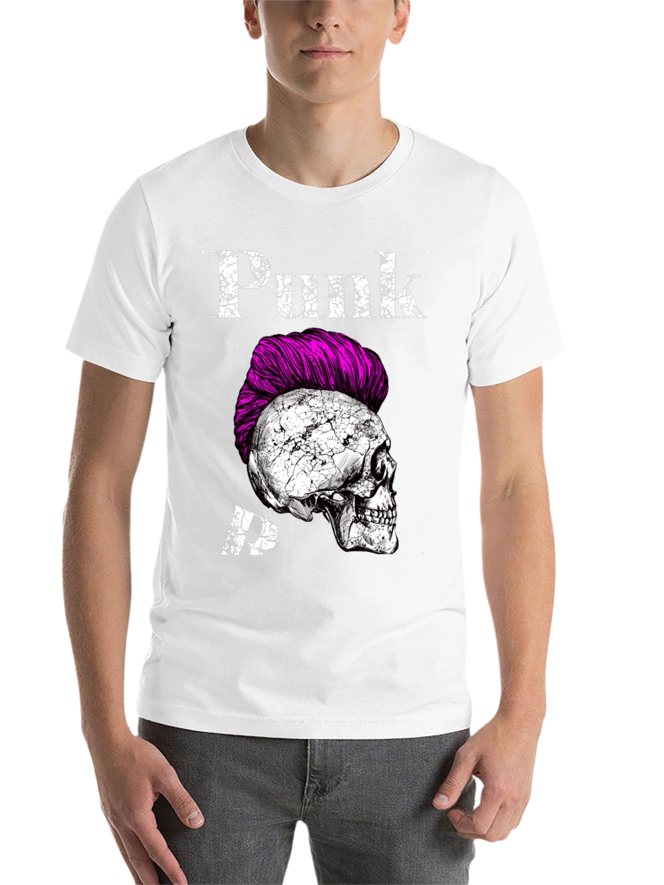 Black Punk Skull Graphic Tee - Edgy Fashion Statement view 14