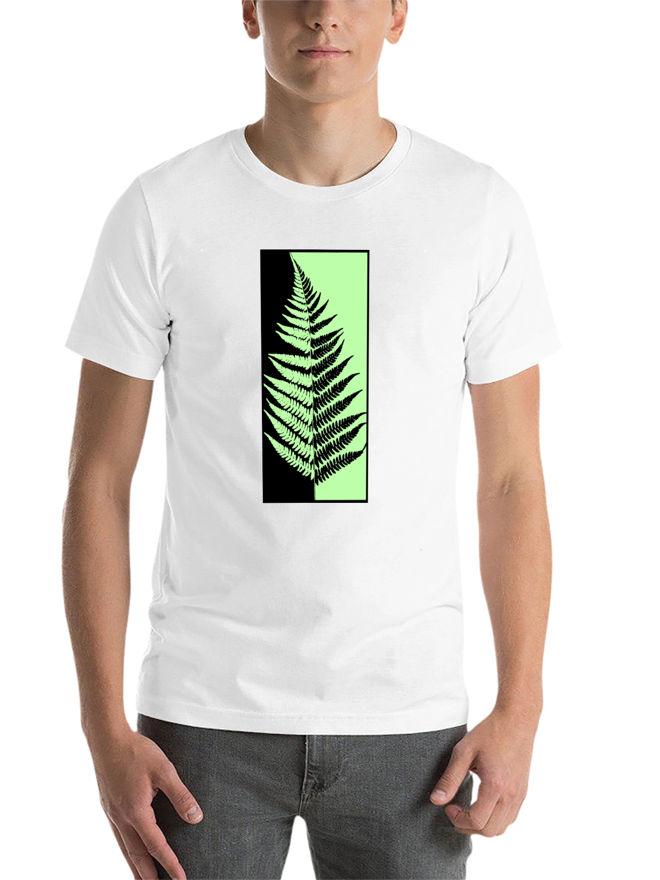 Black Abstract Fern Graphic Print Black T-Shirt view 14