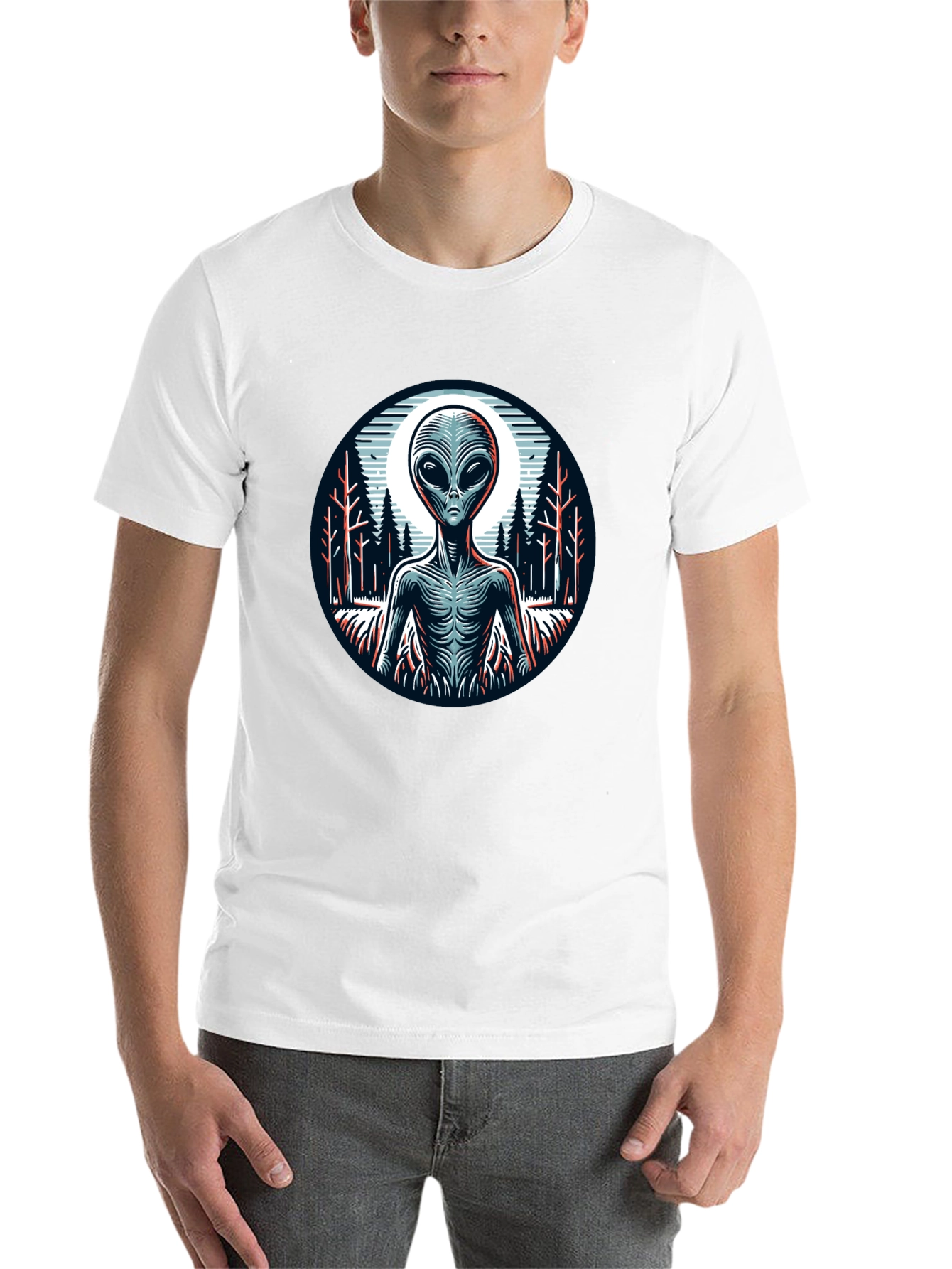 Black Alien Graphic Print Black T-Shirt view 14