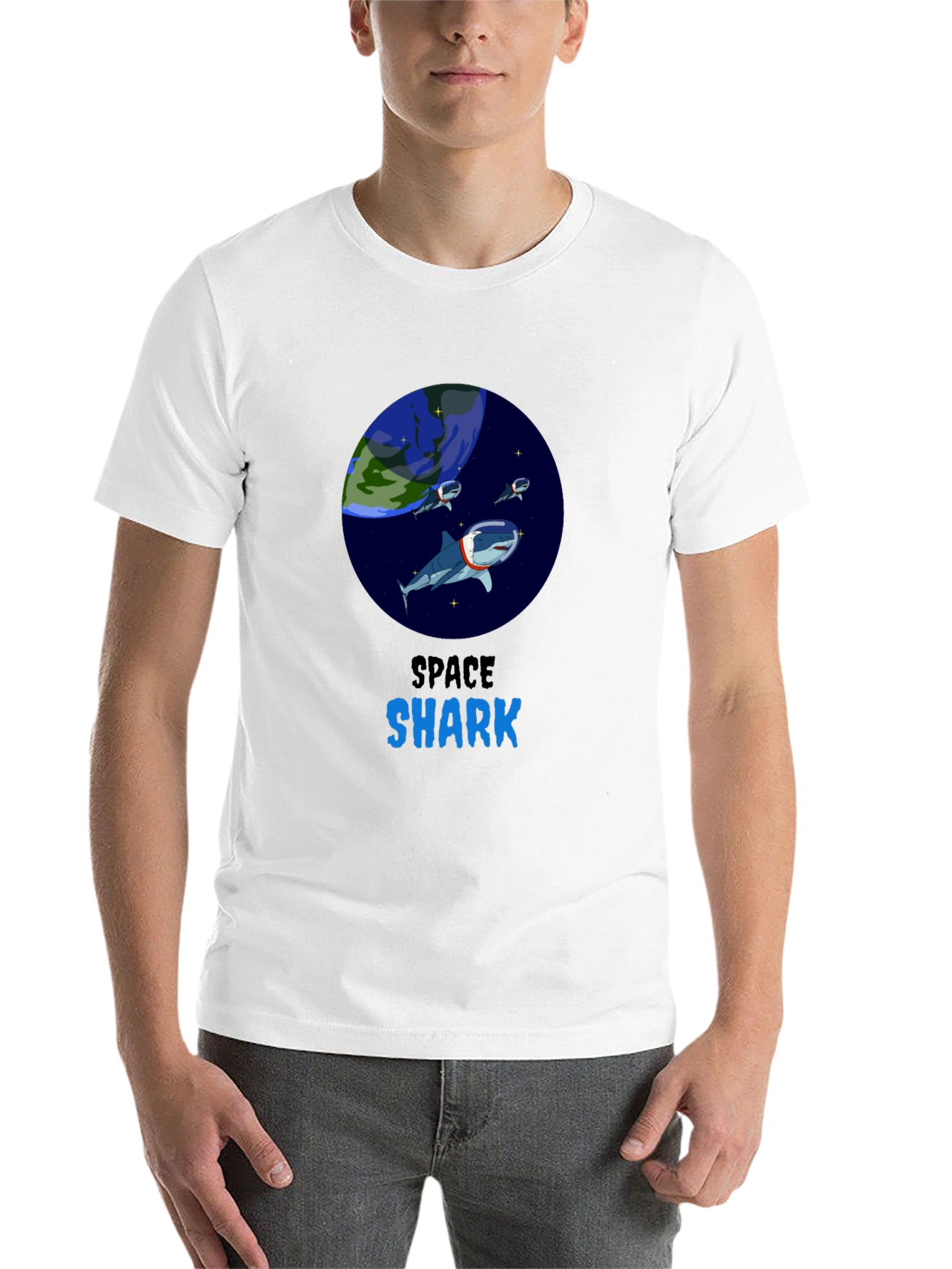 Black Space Shark Graphic T-Shirt view 14