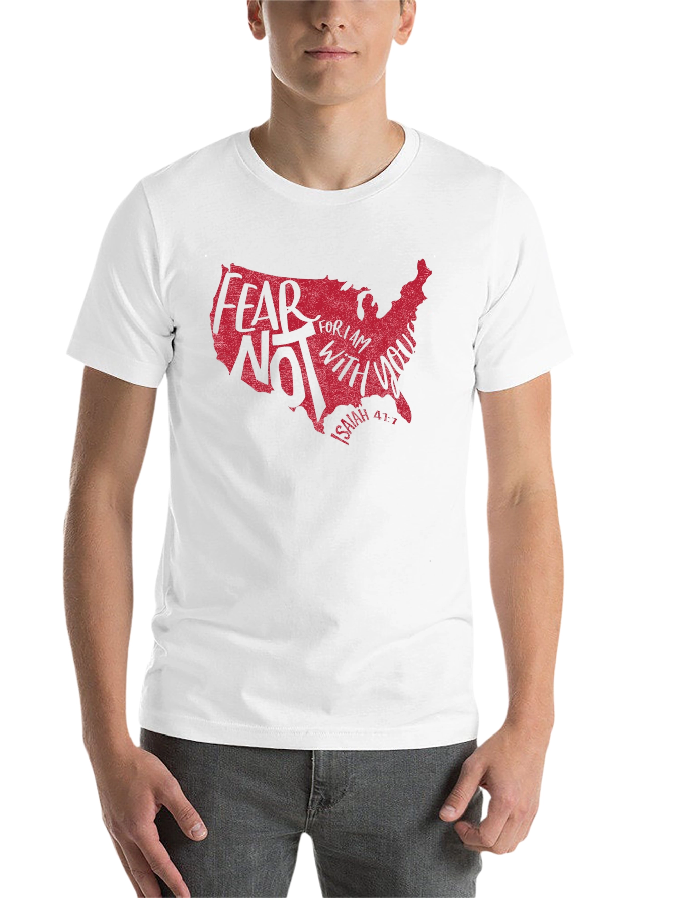 Black Fear Not Isaiah 41:1 T-Shirt - USA Map Graphic view 14