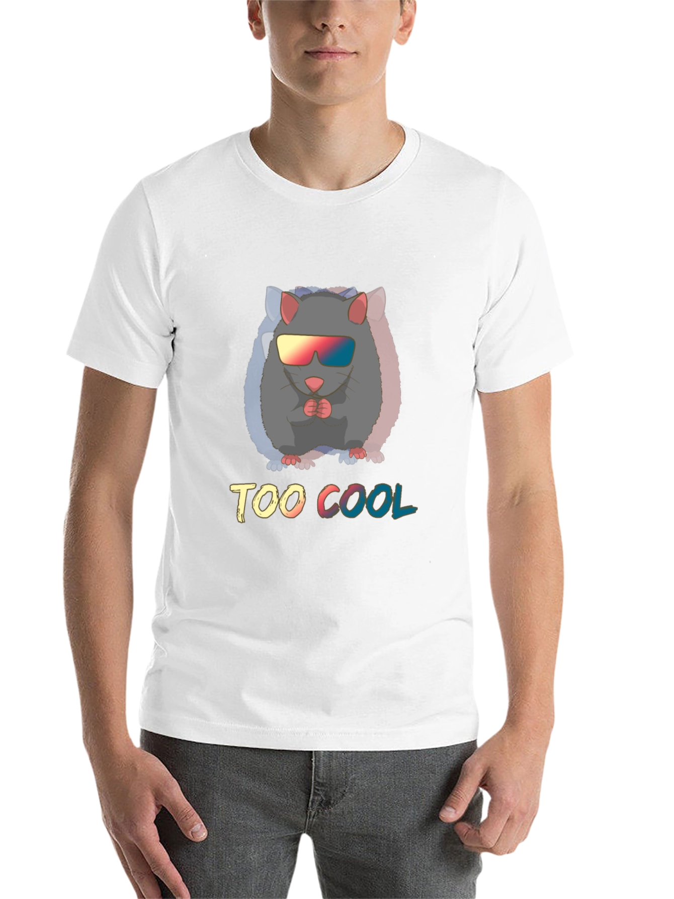 Black Too Cool Rat Graphic Tee - Unisex Cotton T-Shirt view 14