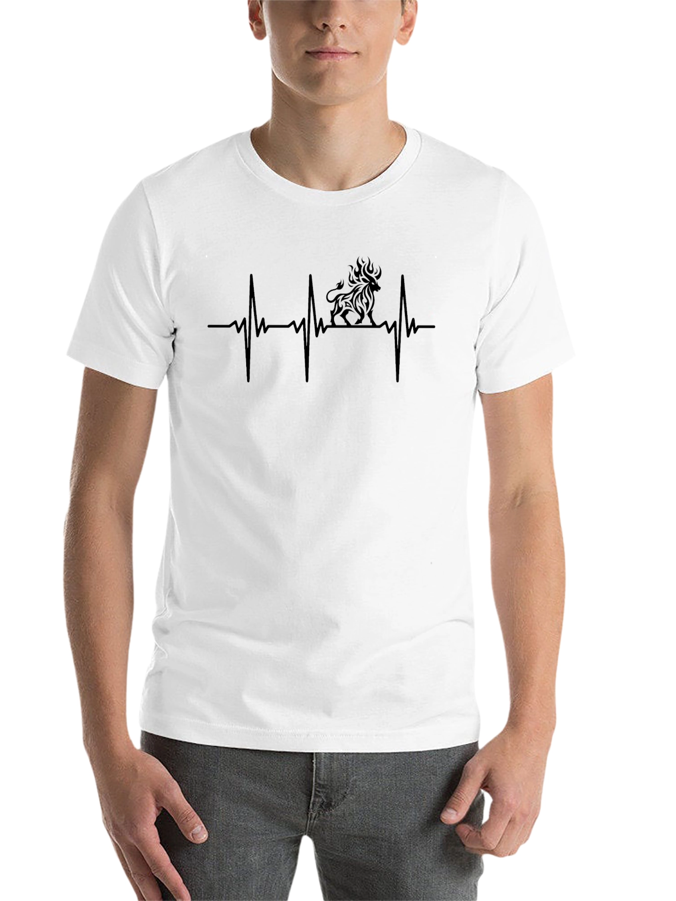Black Lion Heartbeat Graphic T-Shirt - Black view 14