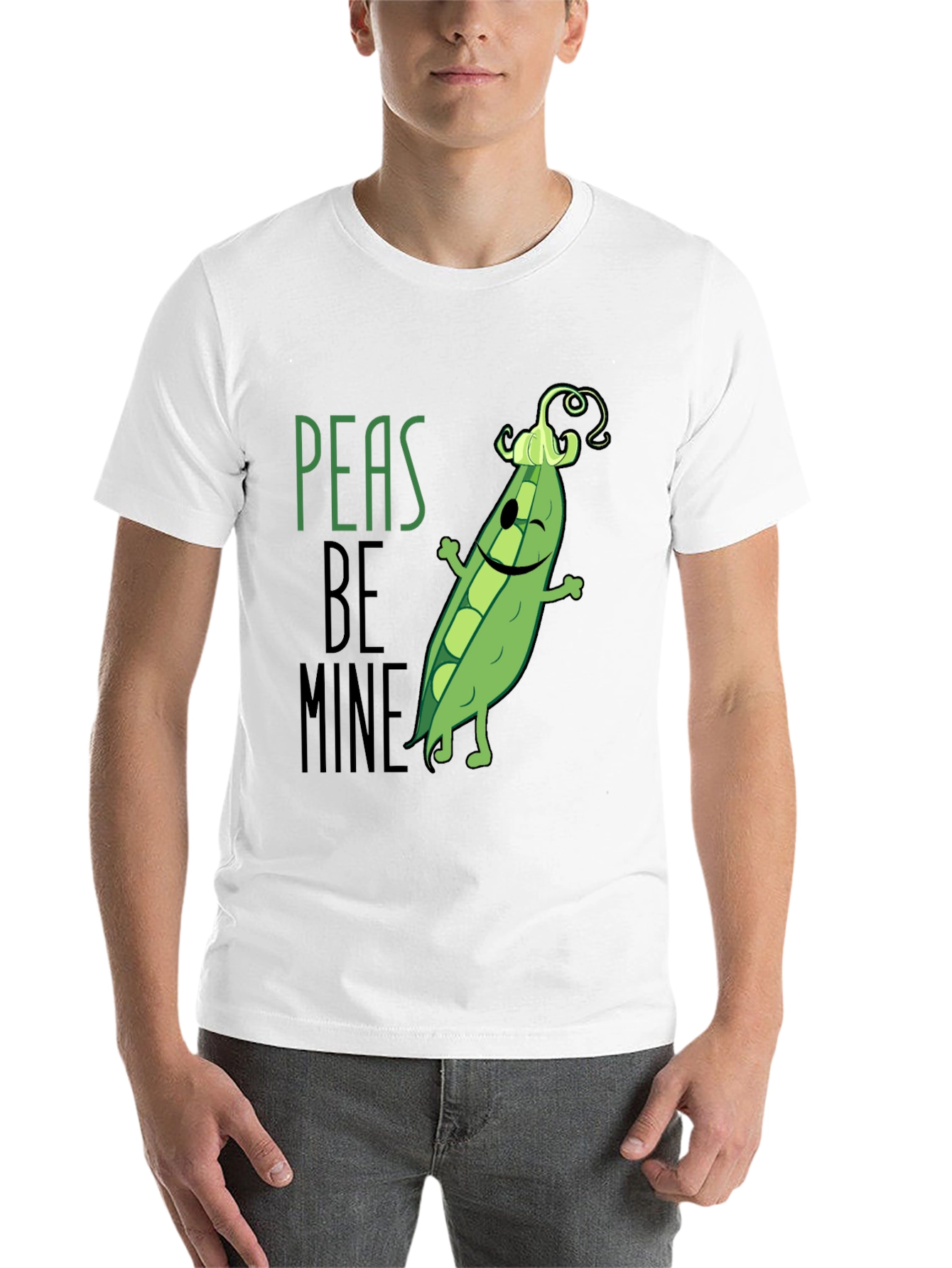 Black Peas Be Mine Graphic T-Shirt - Cute Food Pun Tee view 14