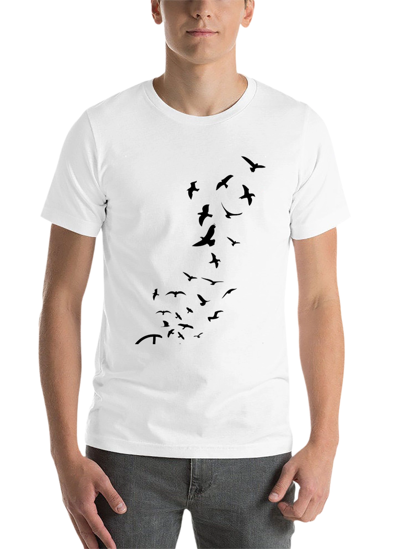 Black Black T-Shirt with Flying Bird Graphic view 14