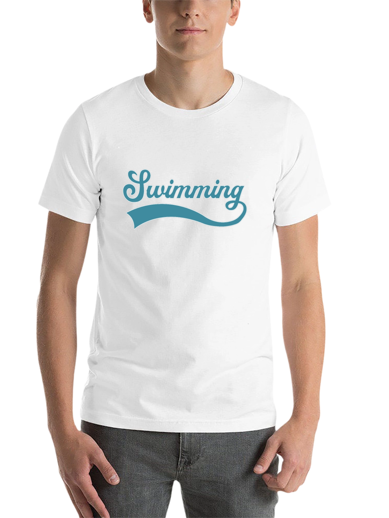 Black Swimming Graphic Print Crew Neck T-Shirt view 14