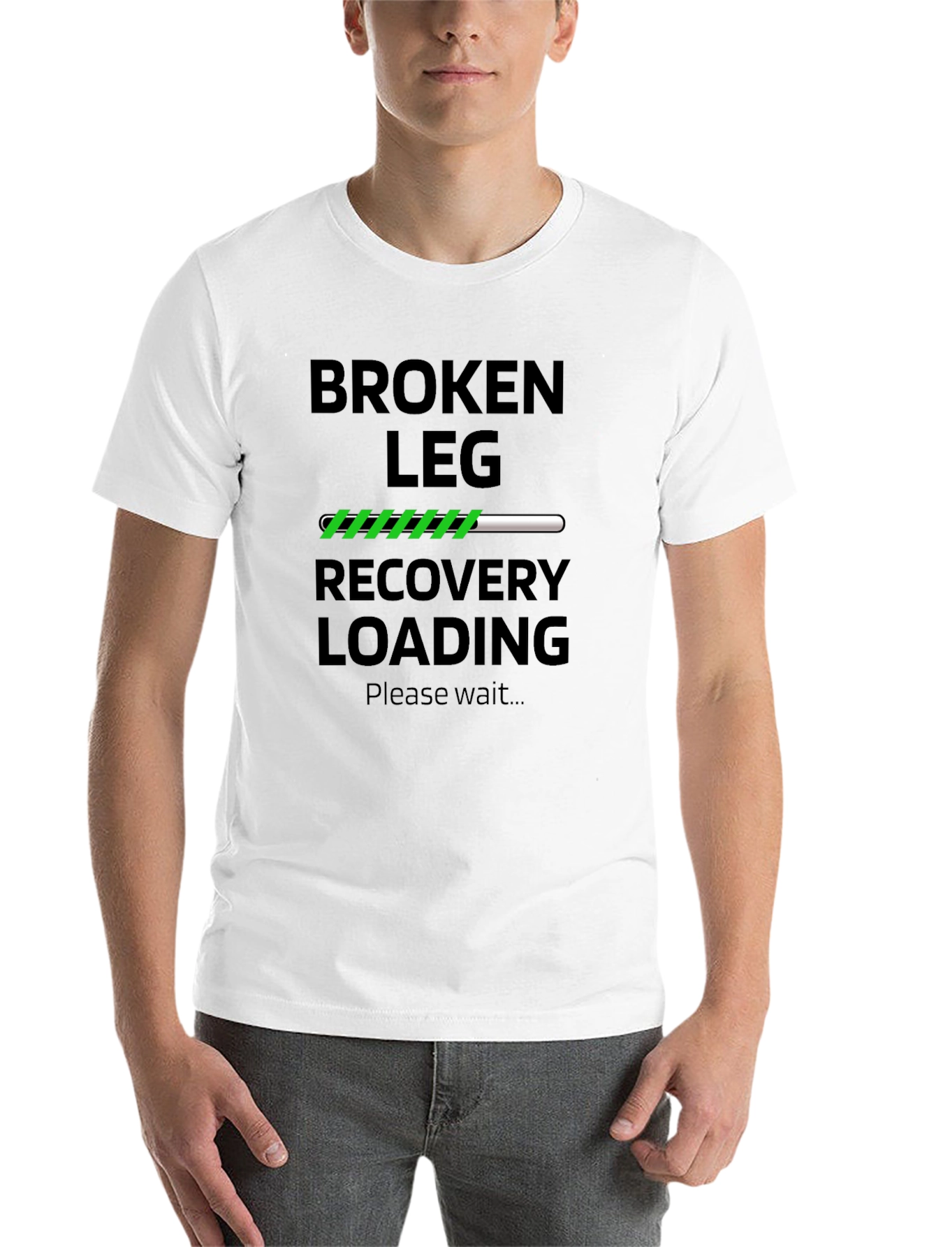 Black Broken Leg Recovery Loading T-Shirt view 14