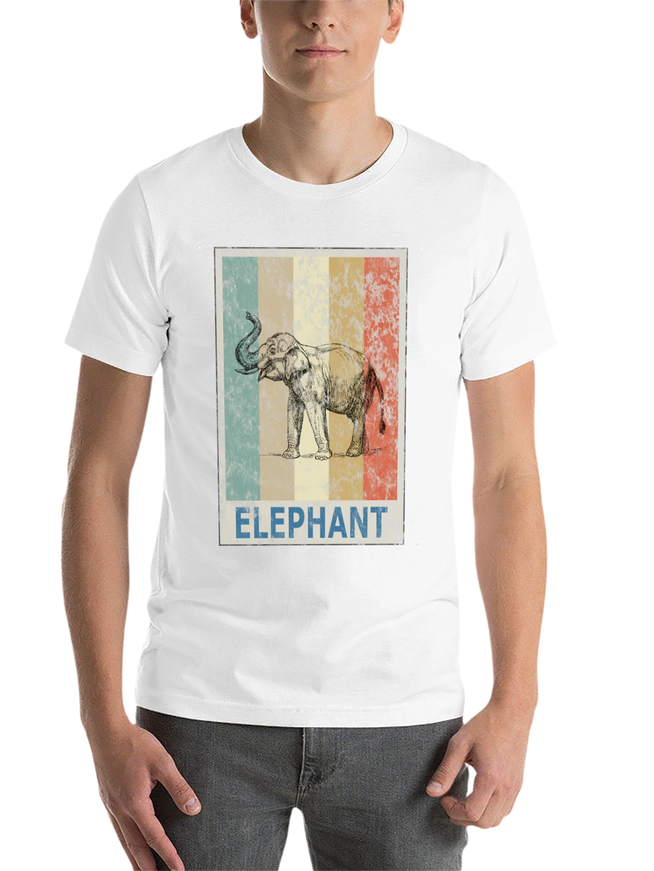 Black Vintage Elephant Graphic Tee - Black Cotton Blend view 14