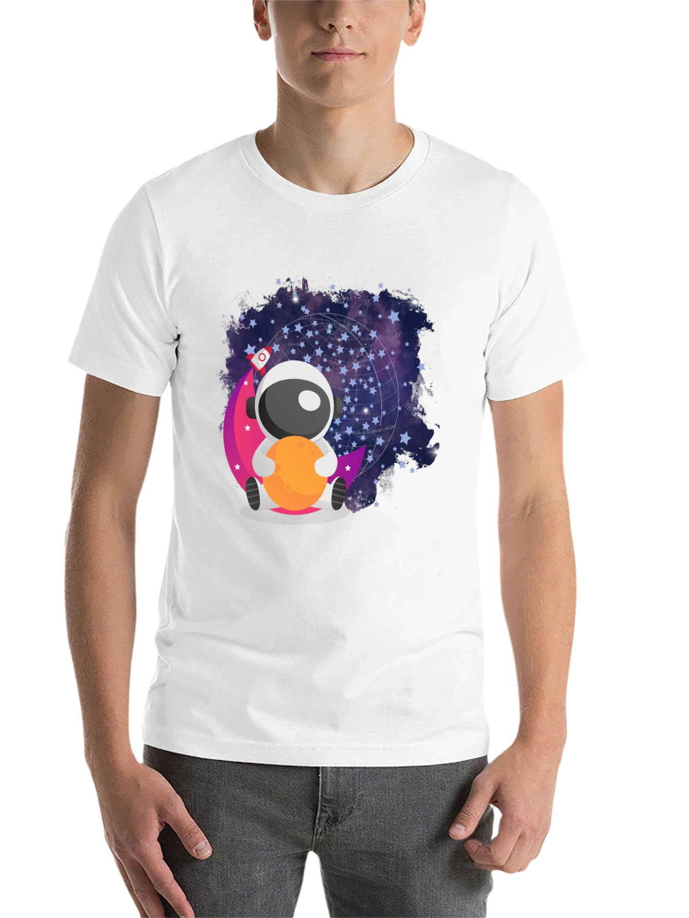 Black Cute Astronaut Moon T-Shirt - Space Lover's Tee view 14