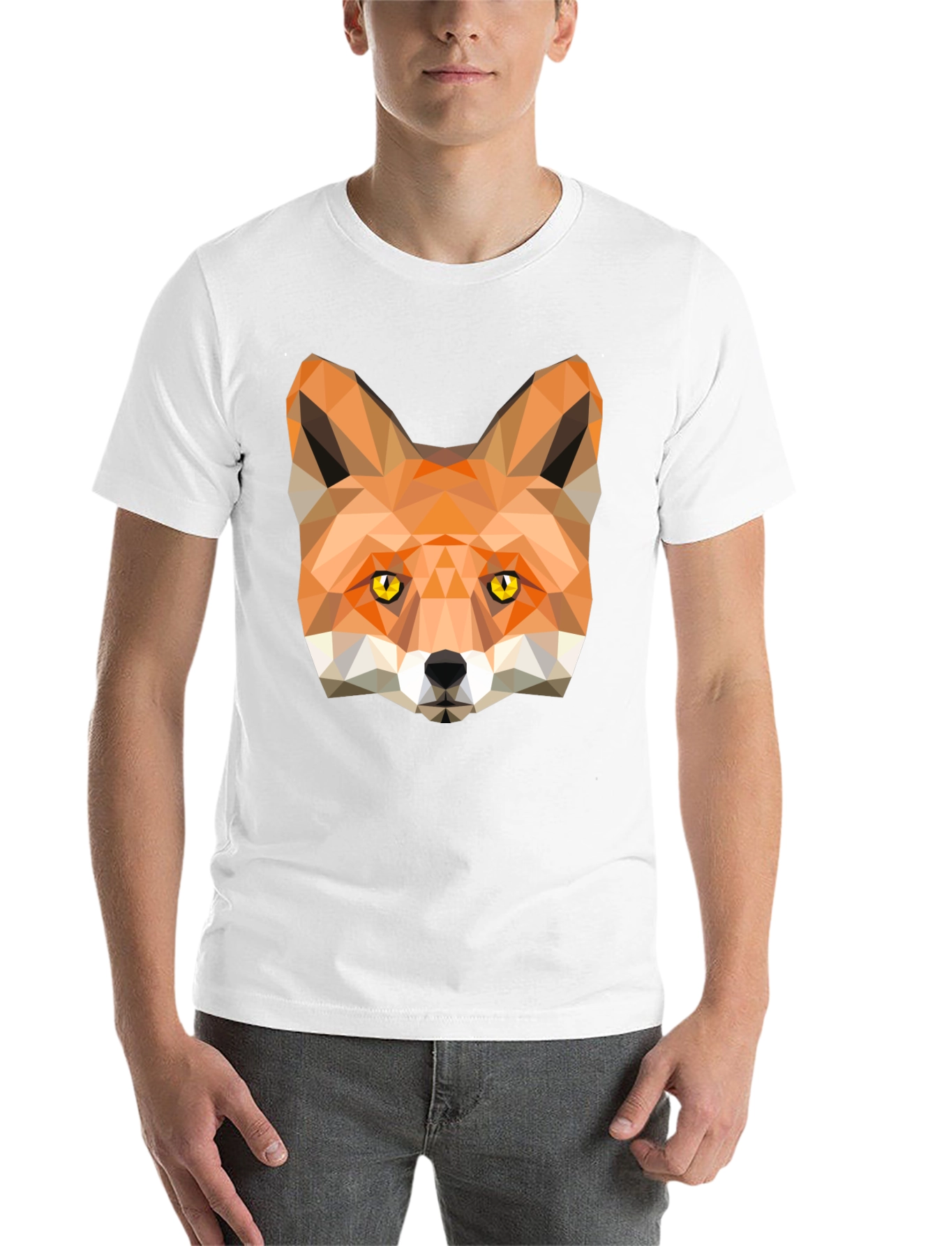 Black Geometric Fox Graphic Tee - Modern Style view 14