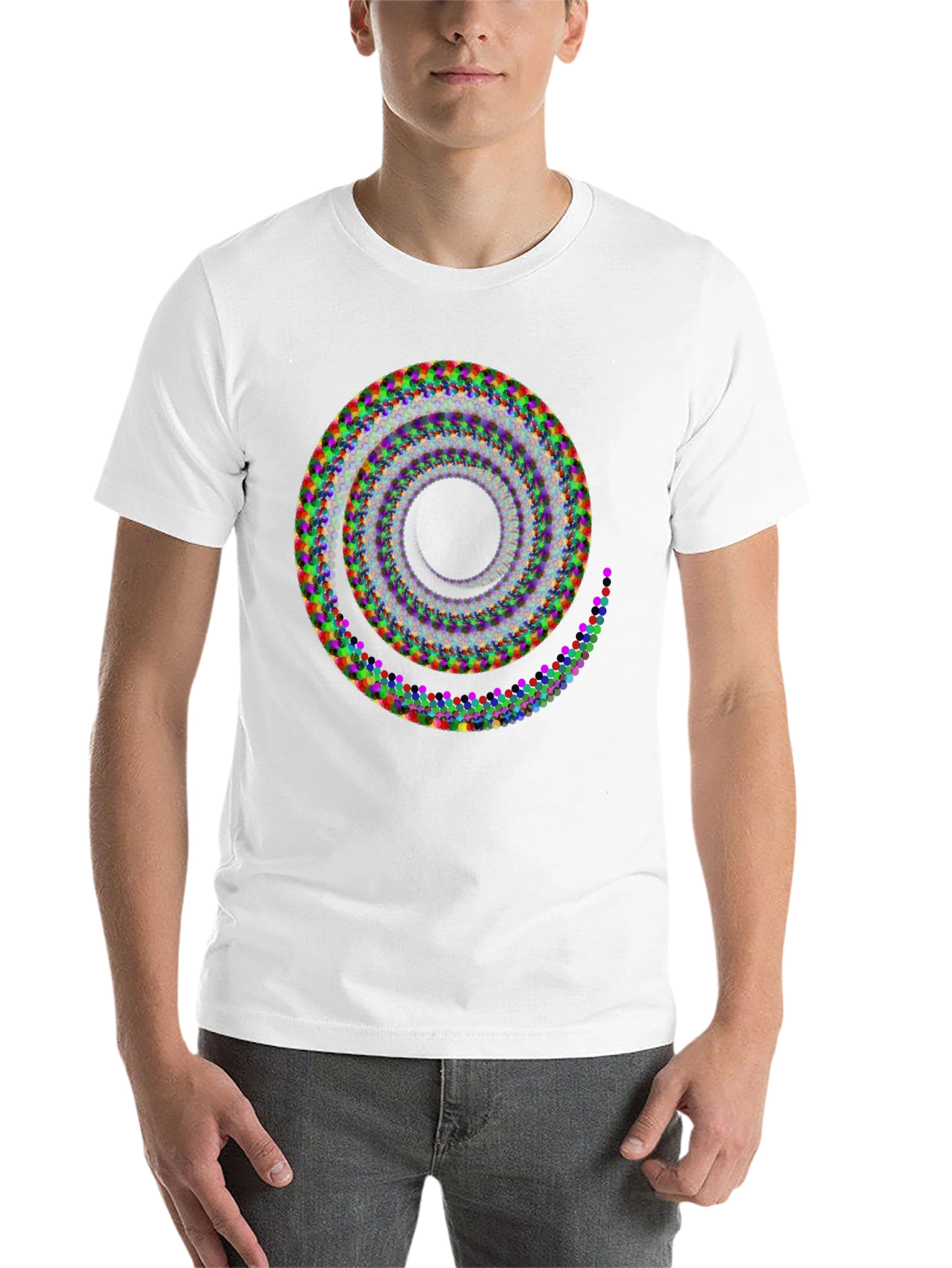 Black Abstract Spiral Graphic T-Shirt - Modern Art Design view 14