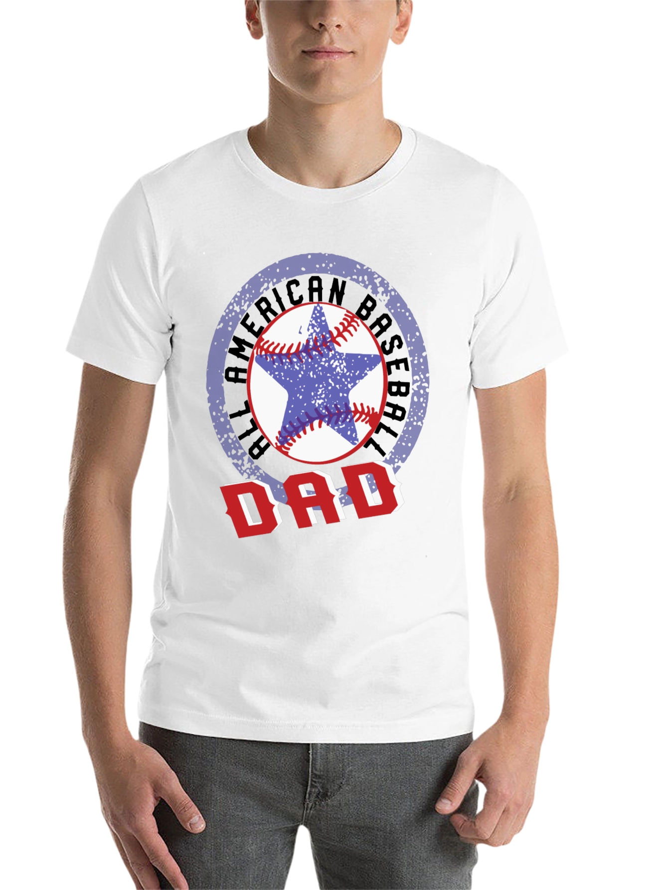 Black All American Baseball Dad T-Shirt view 14