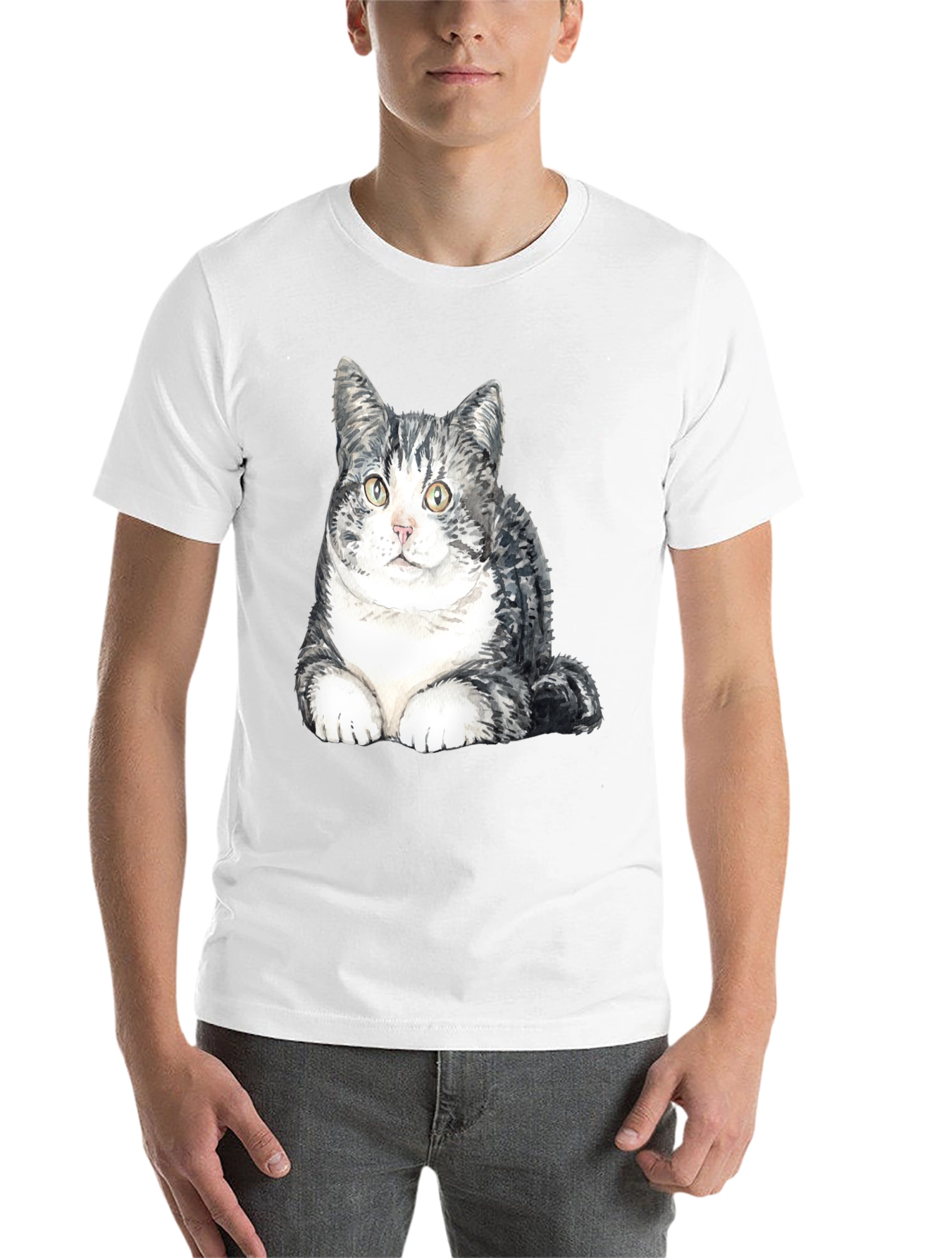 Black Cute Cat Graphic T-Shirt - Soft Cotton Blend view 14