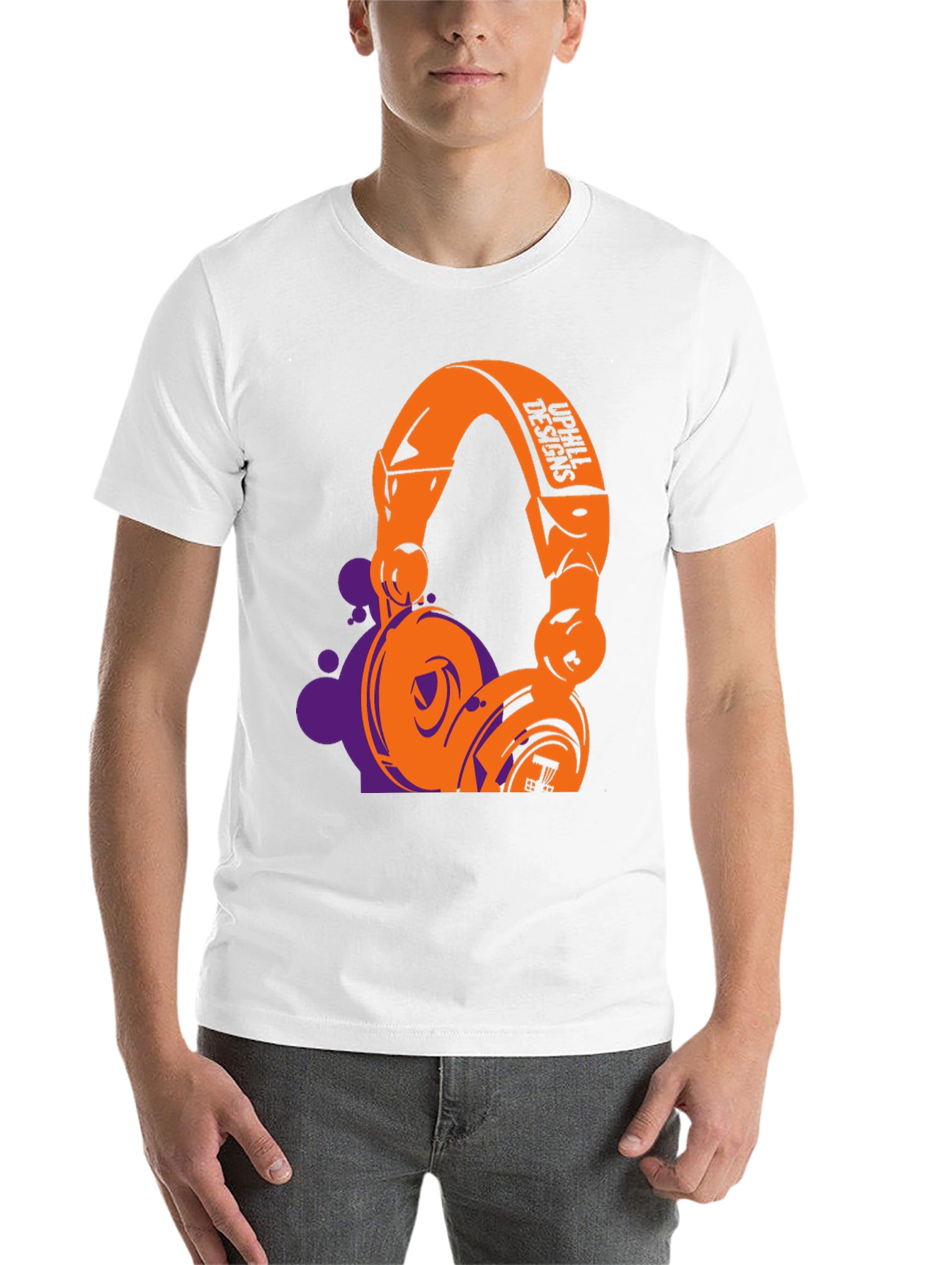 Black Stylish Graphic T-Shirt with Headphone Design view 14