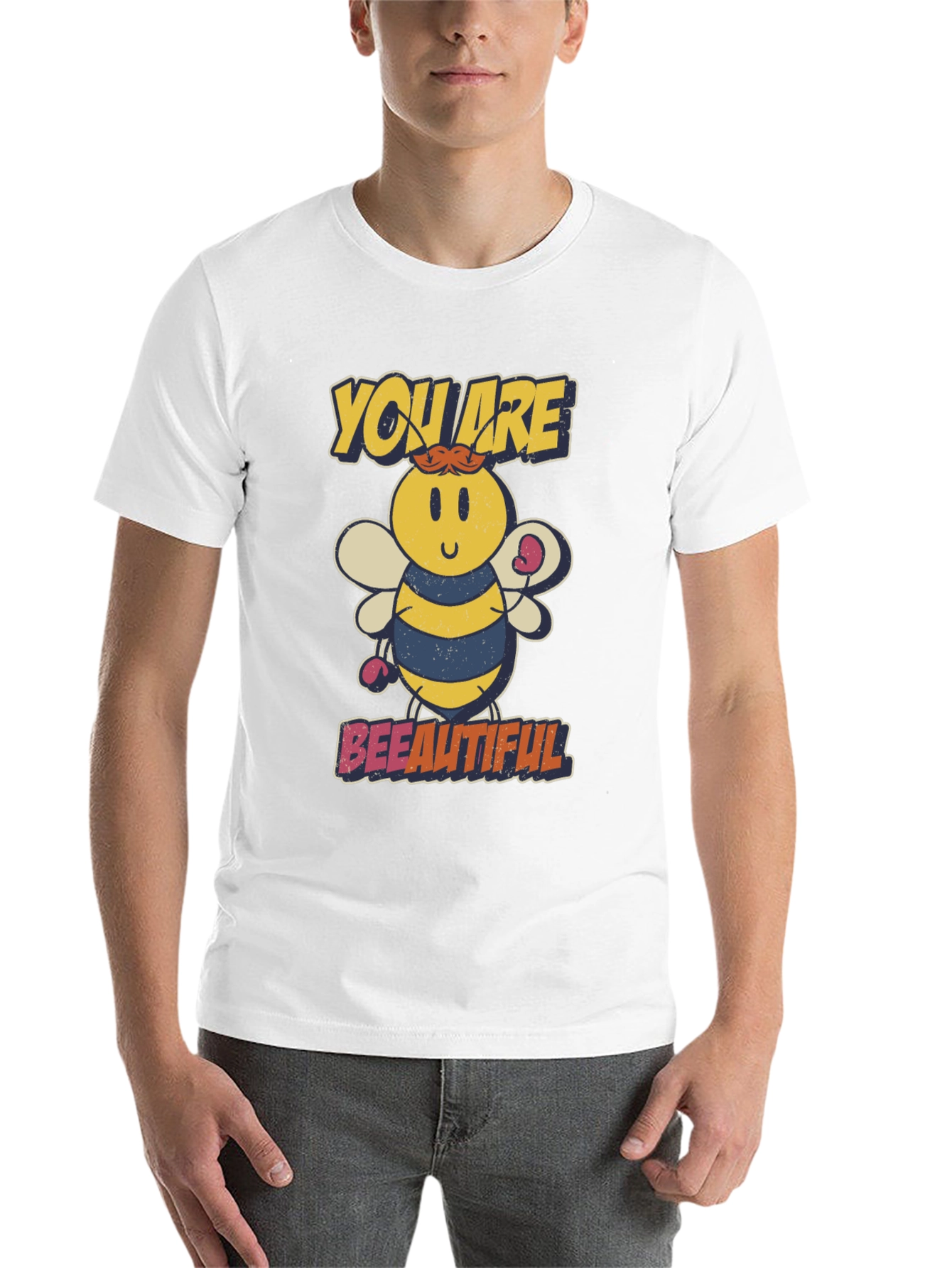 Black Bee-utiful Cartoon Bee Graphic T-Shirt view 14