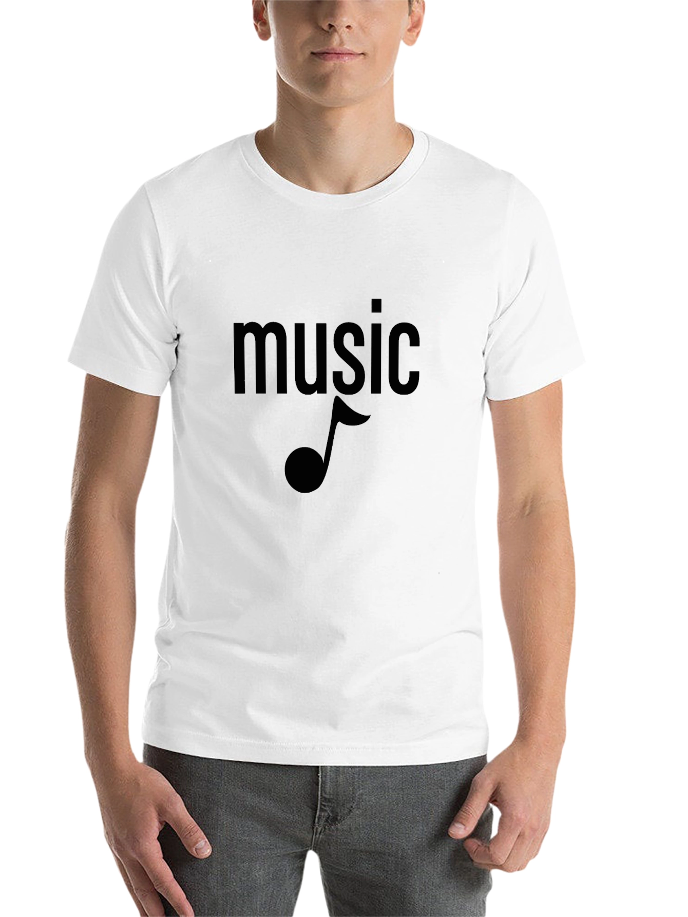 Black Music Note Graphic Tee - Black Cotton T-Shirt view 14