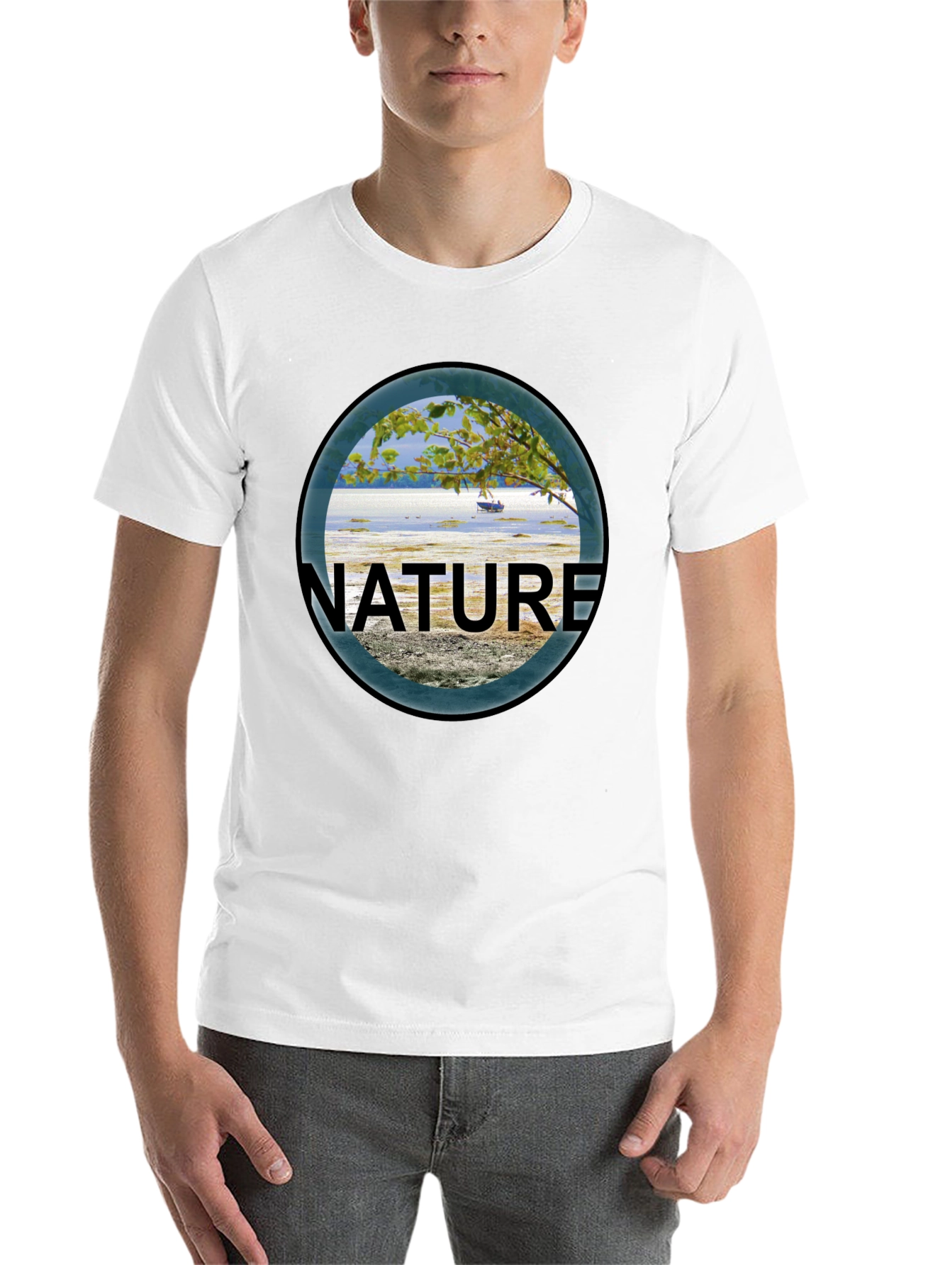 Black Nature Scene Graphic Black T-Shirt view 14