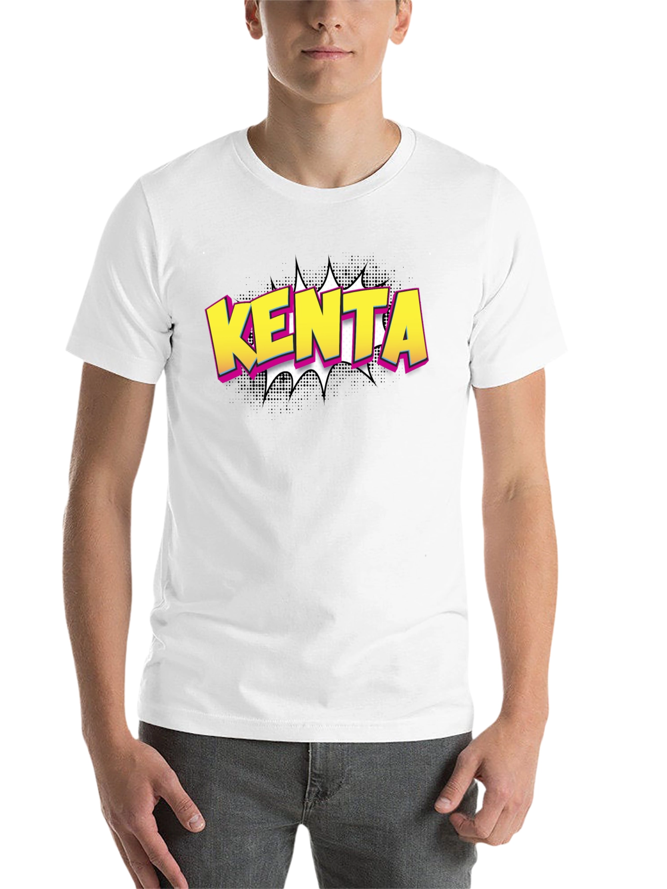 Black KENTA Comic Style T-Shirt - Bold Graphic Tee view 14