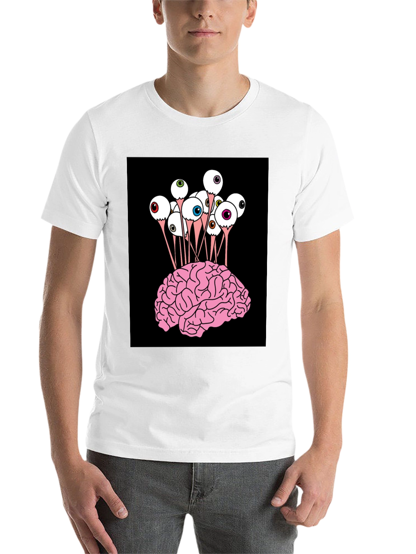 Black Brain & Eyeballs Graphic Tee view 14