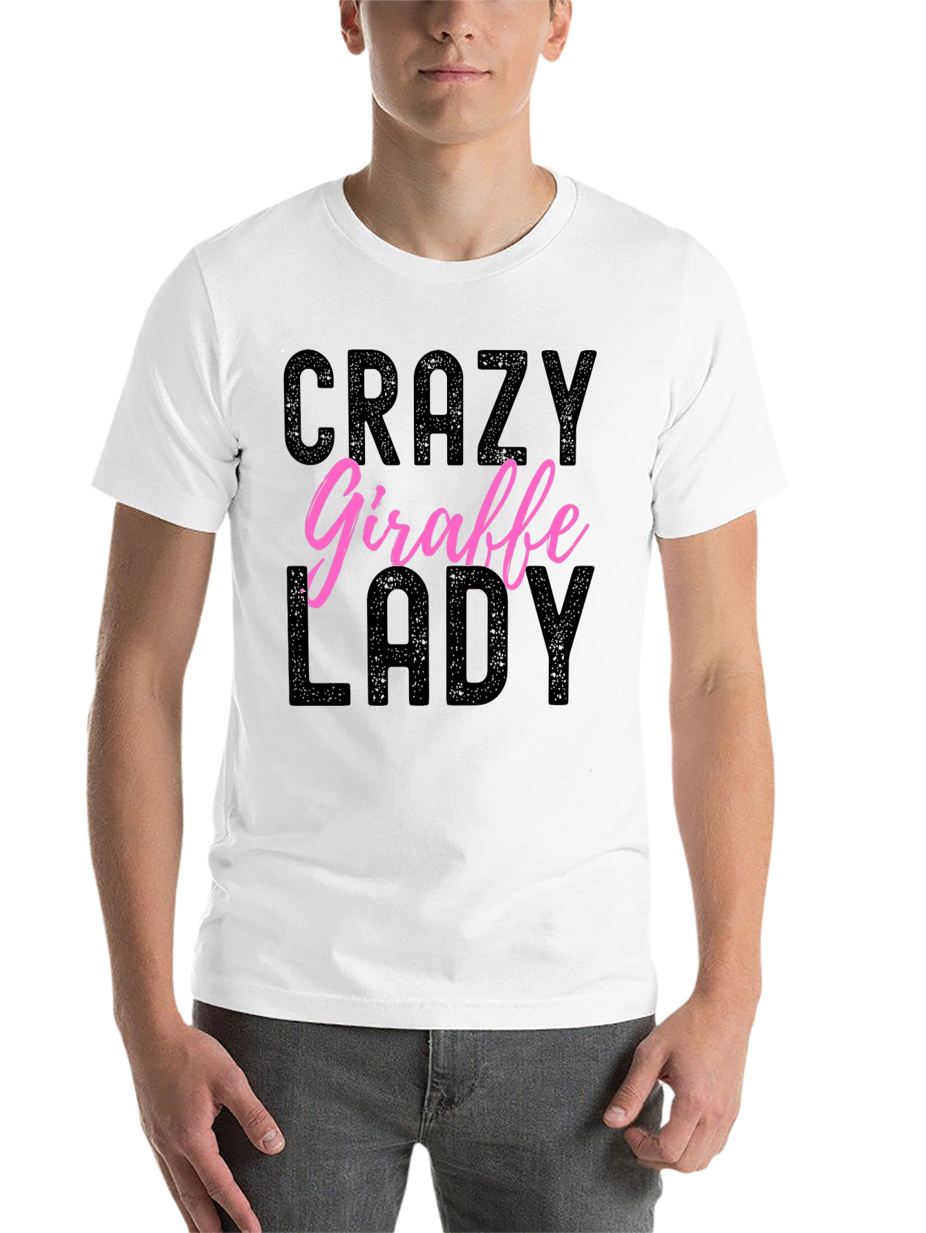 Black Crazy Giraffe Lady Graphic T-Shirt - Novelty Animal Lover Tee view 14