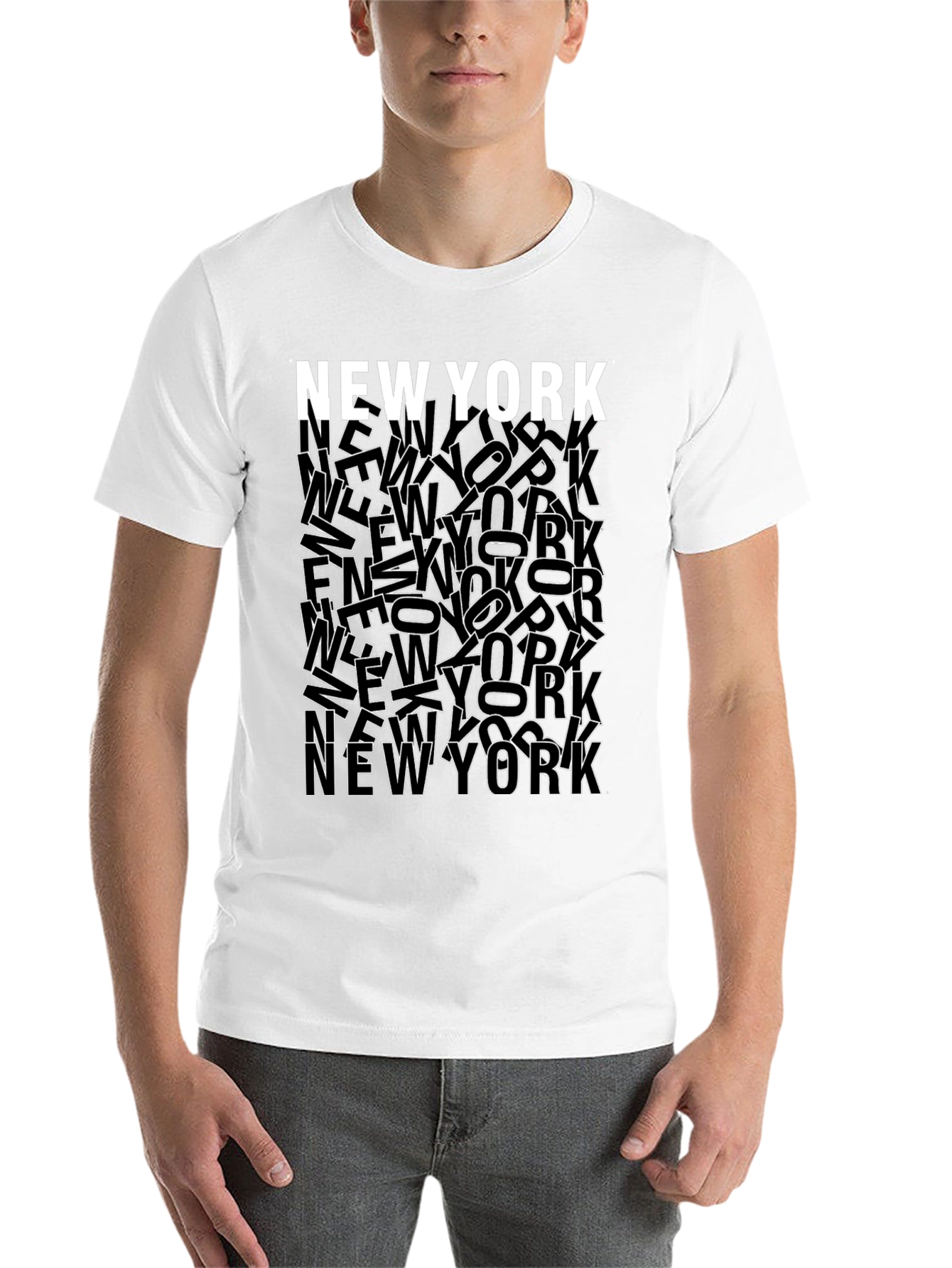 Black New York City Graphic Print Crew Neck T-Shirt view 14
