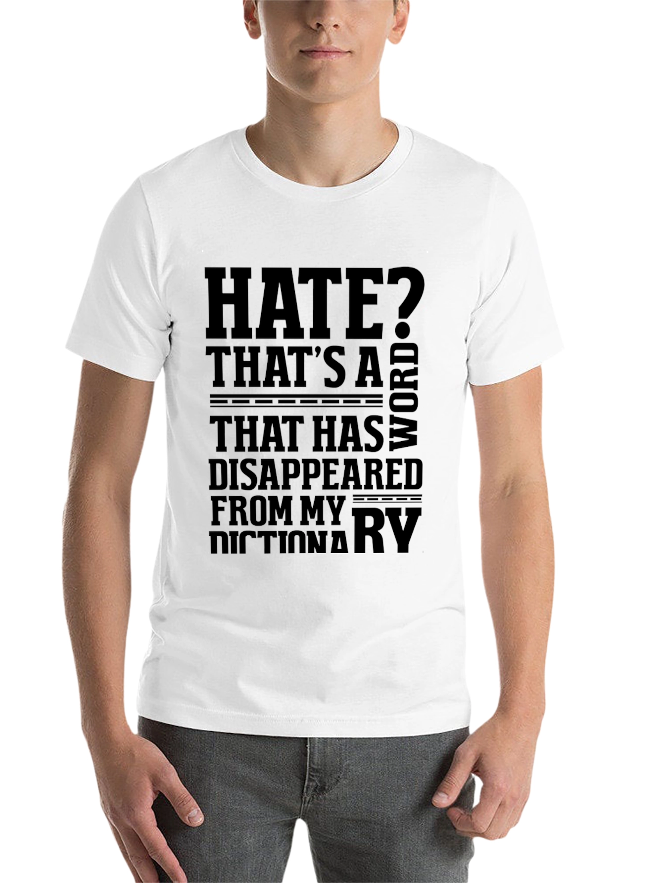 Black Humorous Graphic Tee: 'Hate? That's a Word...' view 14